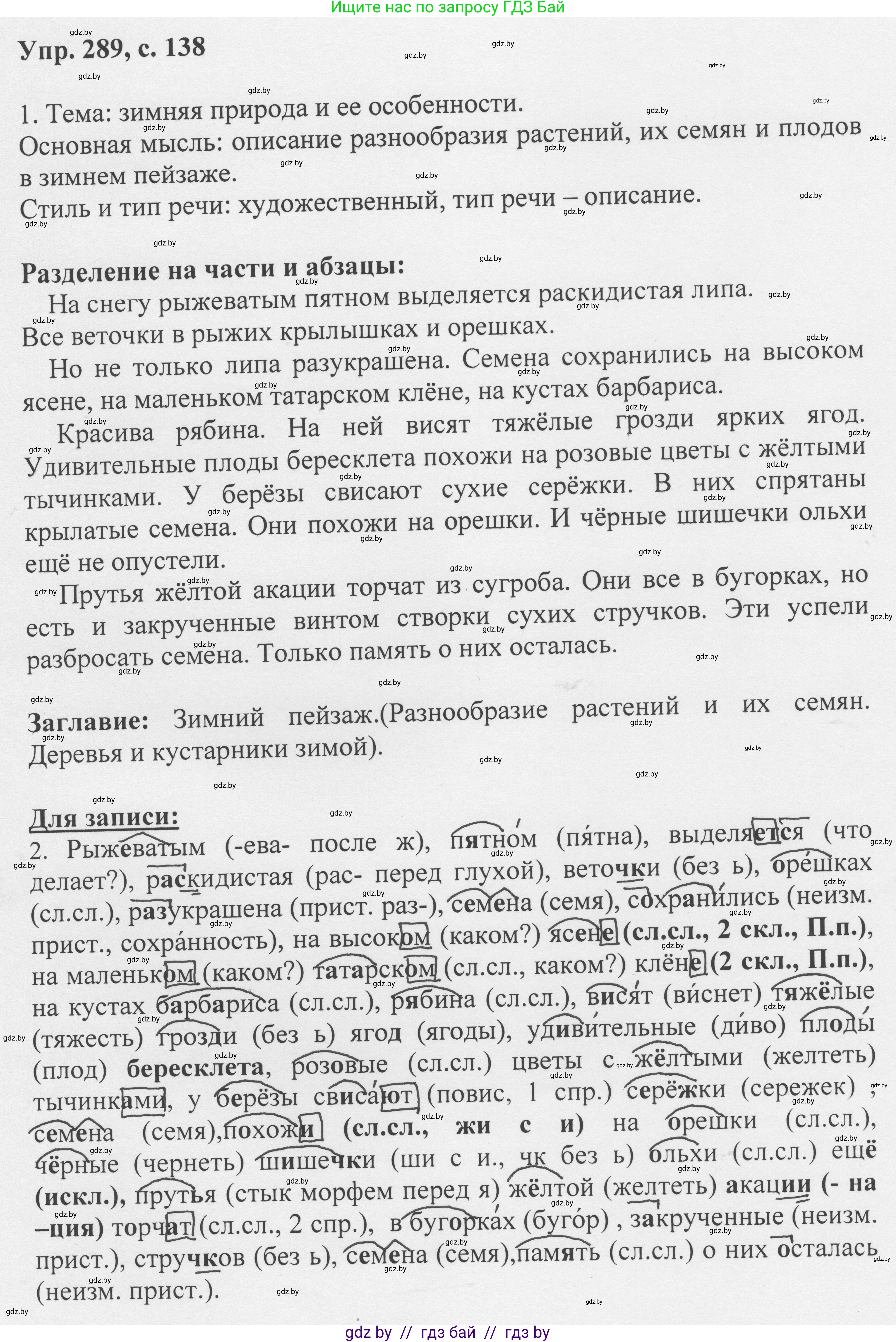 Русский язык, 6 класс Учебник, авторы: Мурина Лариса Александровна, Игнатович Татьяна Владимировна, Жадейко Жанна Фёдоровна, издательство Национальный институт образования, Минск, 2020, страница 138, номер 289, Решение 1
