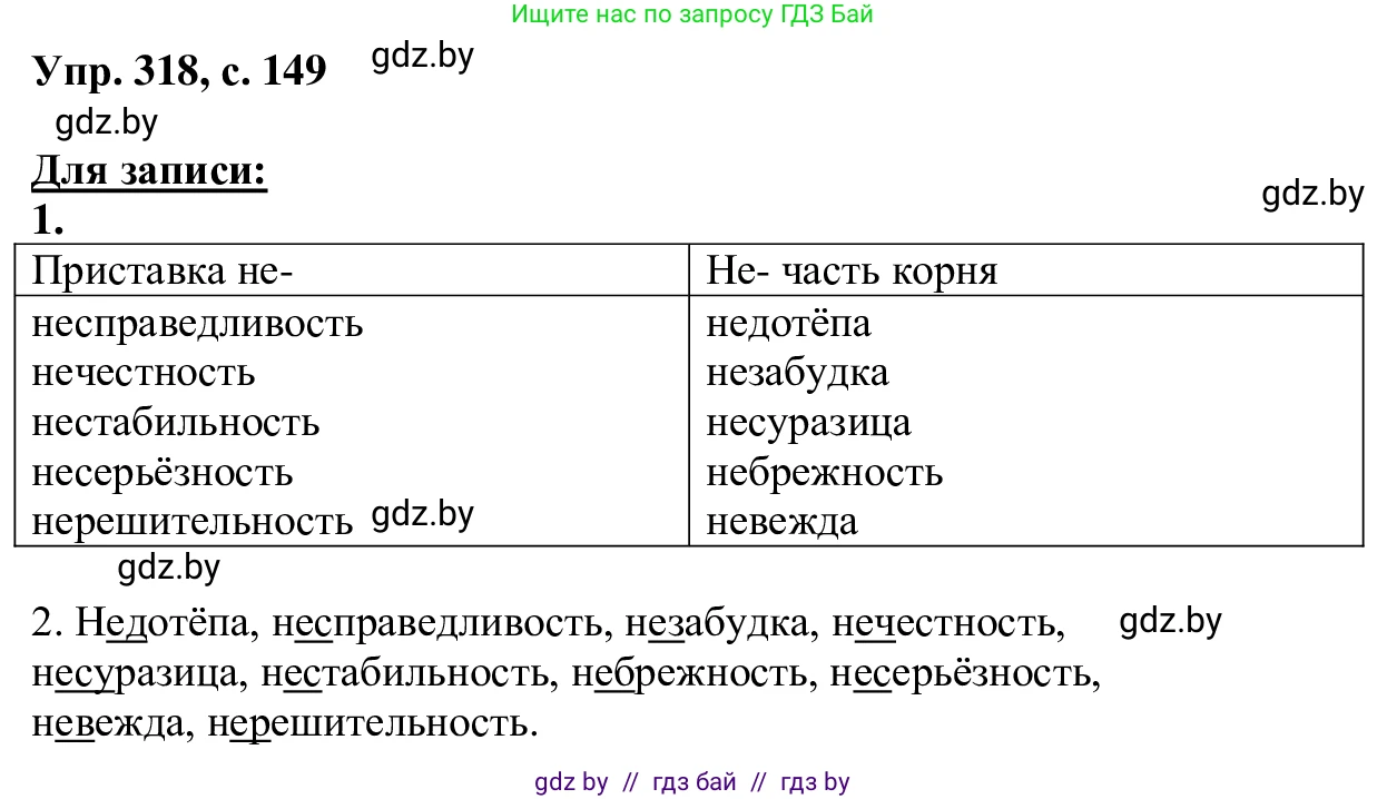 Русский язык, 6 класс Учебник, авторы: Мурина Лариса Александровна, Игнатович Татьяна Владимировна, Жадейко Жанна Фёдоровна, издательство Национальный институт образования, Минск, 2020, страница 149, номер 318, Решение 1