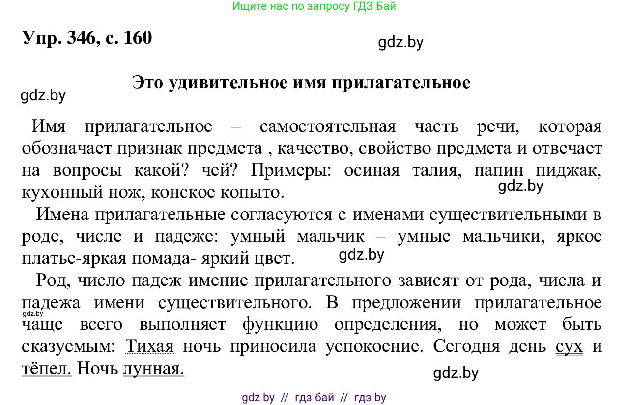 Русский язык, 6 класс Учебник, авторы: Мурина Лариса Александровна, Игнатович Татьяна Владимировна, Жадейко Жанна Фёдоровна, издательство Национальный институт образования, Минск, 2020, страница 160, номер 346, Решение 1