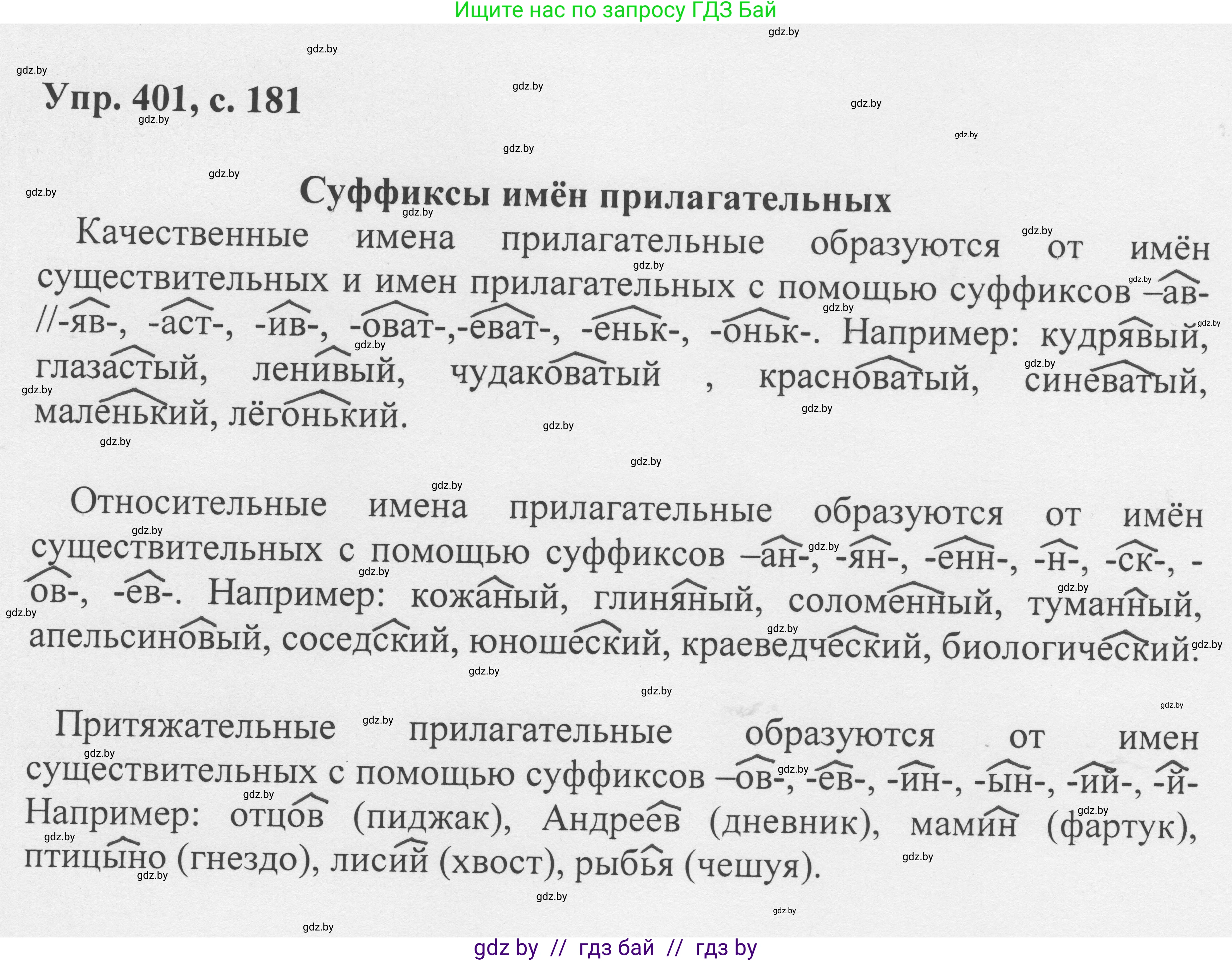Русский язык, 6 класс Учебник, авторы: Мурина Лариса Александровна, Игнатович Татьяна Владимировна, Жадейко Жанна Фёдоровна, издательство Национальный институт образования, Минск, 2020, страница 181, номер 401, Решение 1