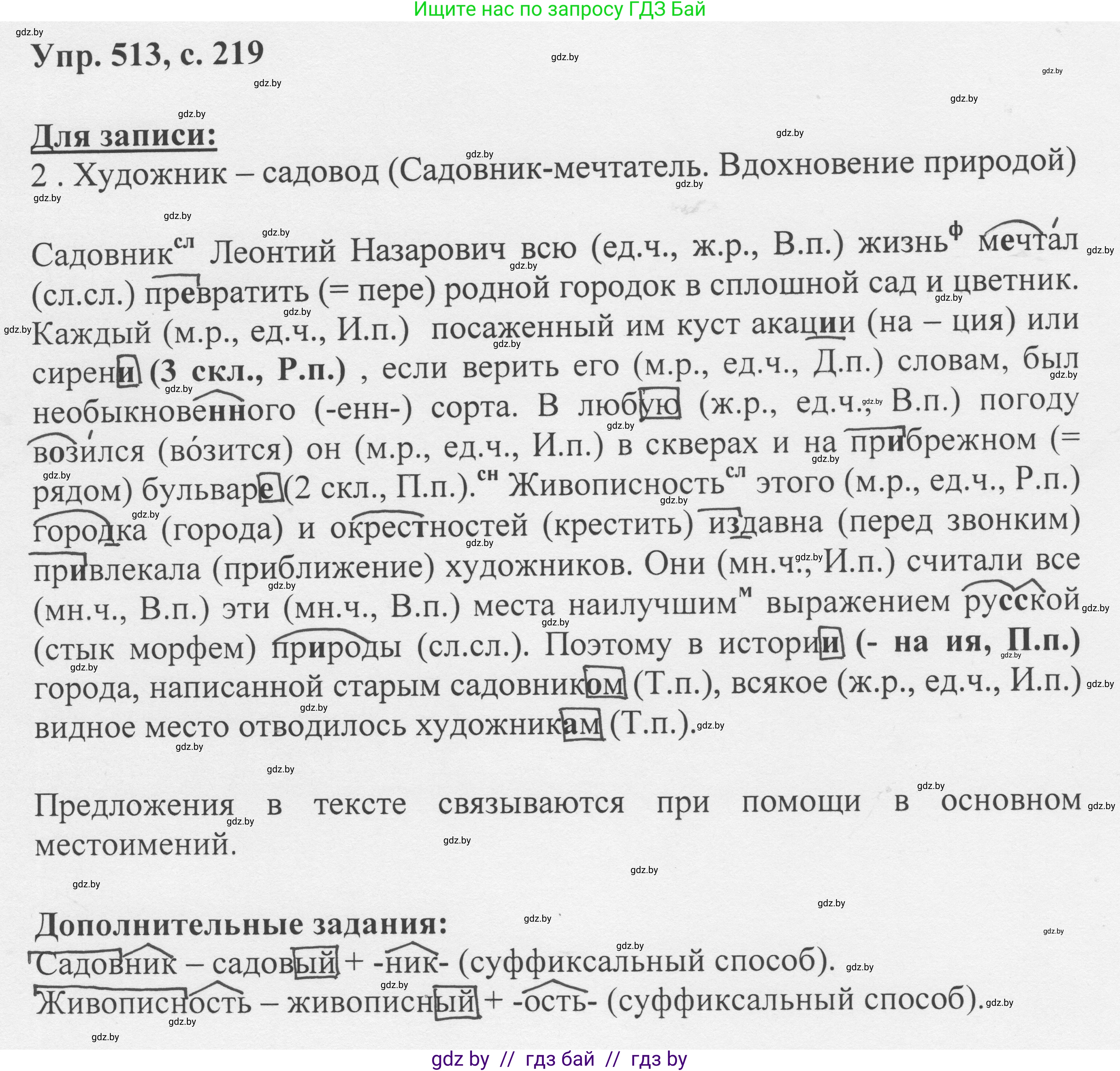 Русский язык, 6 класс Учебник, авторы: Мурина Лариса Александровна, Игнатович Татьяна Владимировна, Жадейко Жанна Фёдоровна, издательство Национальный институт образования, Минск, 2020, страница 219, номер 513, Решение 1