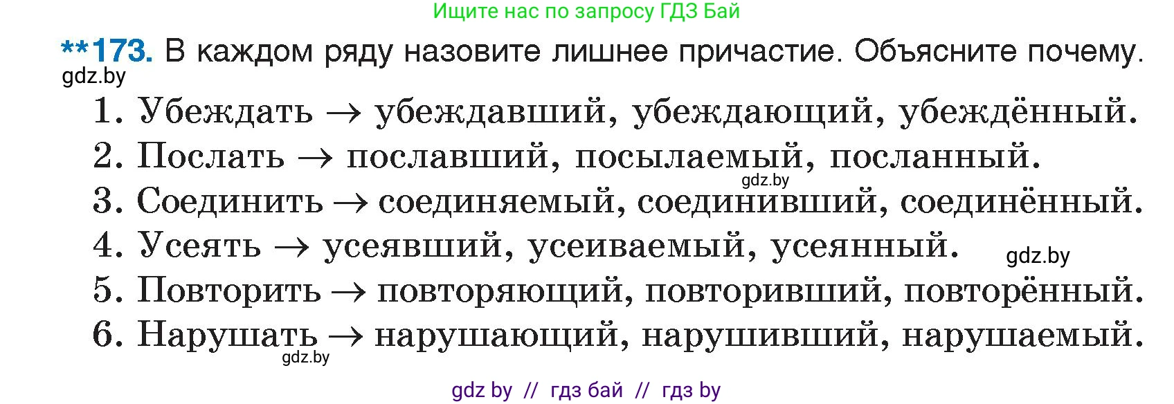Русский язык, 7 класс Учебник, авторы: Волынец Татьяна Николаевна, Литвинко Франя Михайловна, Долбик Елена Евгеньевна, Таяновская И В, Винник И Р, издательство Национальный институт образования, Минск, 2020, бирюзового цвета, страница 87, номер 173, Условие