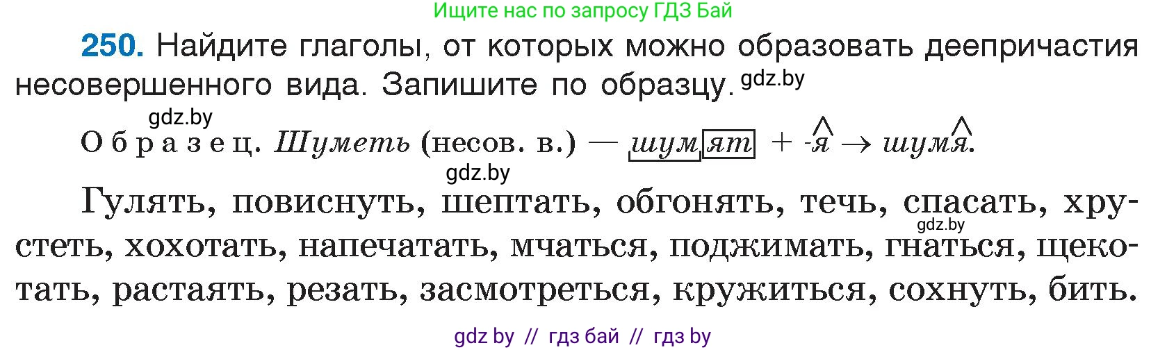 Русский язык, 7 класс Учебник, авторы: Волынец Татьяна Николаевна, Литвинко Франя Михайловна, Долбик Елена Евгеньевна, Таяновская И В, Винник И Р, издательство Национальный институт образования, Минск, 2020, бирюзового цвета, страница 123, номер 250, Условие