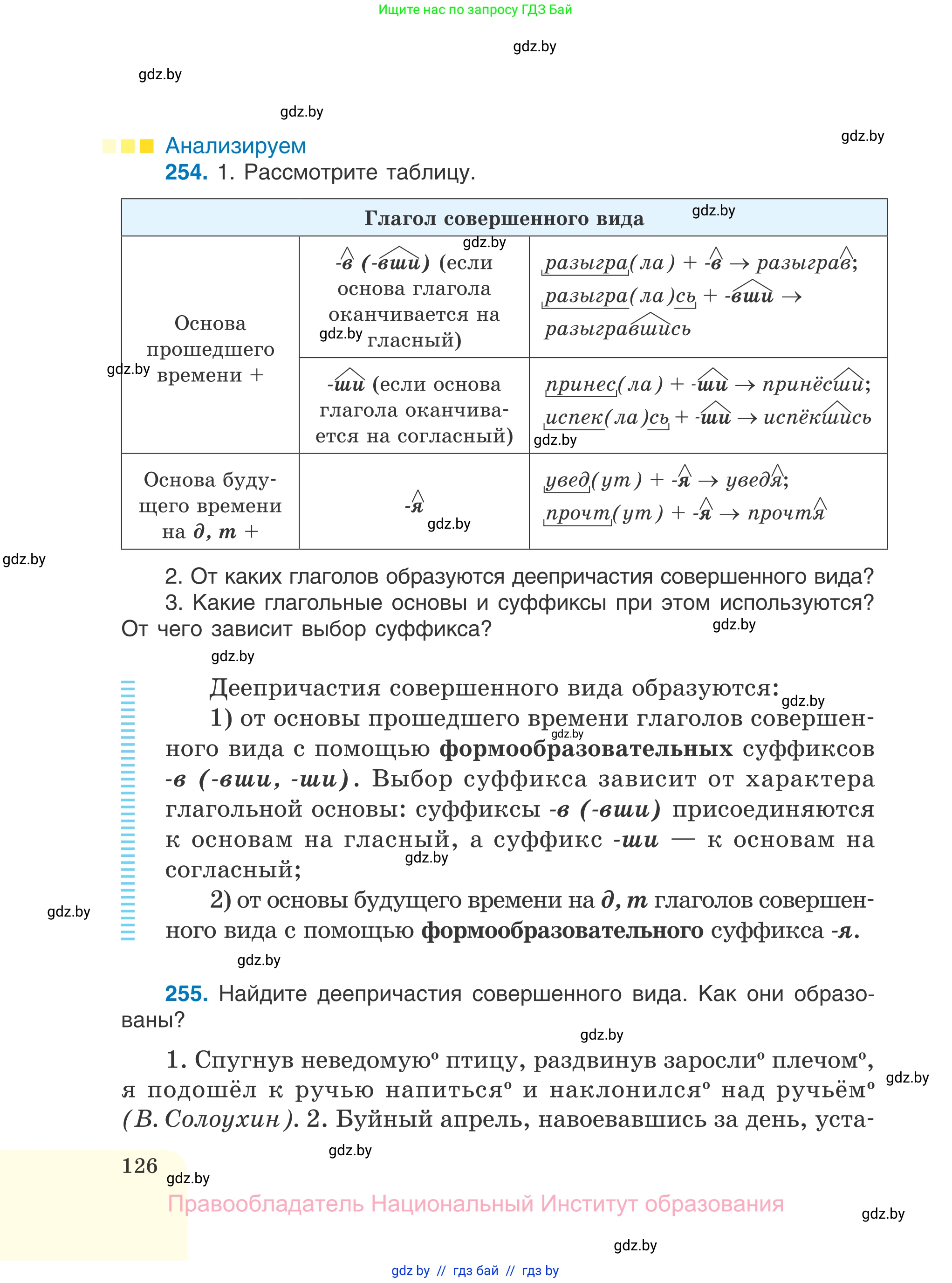 Русский язык, 7 класс Учебник, авторы: Волынец Татьяна Николаевна, Литвинко Франя Михайловна, Долбик Елена Евгеньевна, Таяновская И В, Винник И Р, издательство Национальный институт образования, Минск, 2020, бирюзового цвета, страница 126