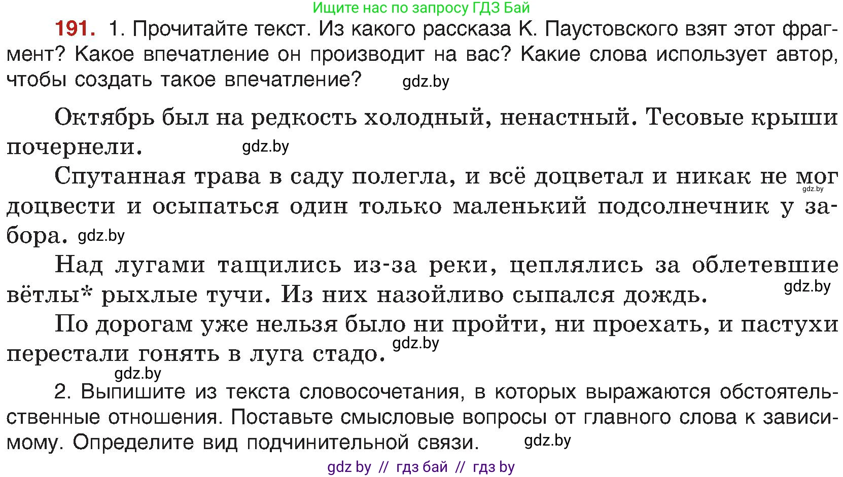 Русский язык, 8 класс Учебник, авторы: Мурина Лариса Александровна, Долбик Елена Евгеньевна, Леонович Валентина Леонидовна, Жадейко Жанна Фёдоровна, издательство Академия образования, Минск, 2024, страница 106, номер 191, Условие