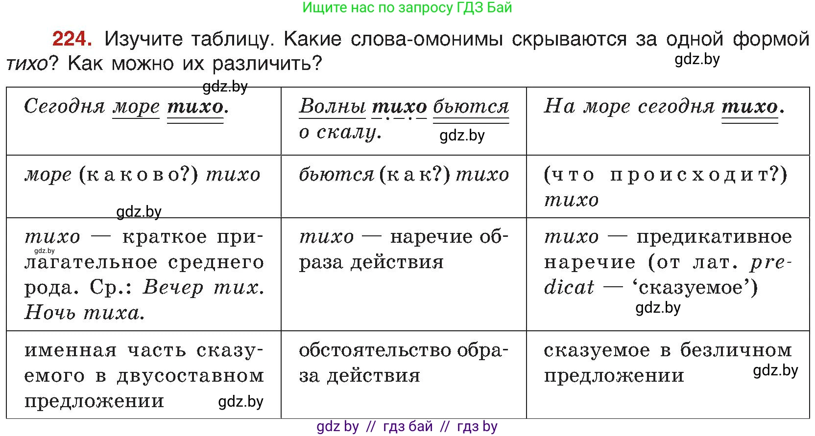 Русский язык, 8 класс Учебник, авторы: Мурина Лариса Александровна, Долбик Елена Евгеньевна, Леонович Валентина Леонидовна, Жадейко Жанна Фёдоровна, издательство Академия образования, Минск, 2024, страница 120, номер 224, Условие