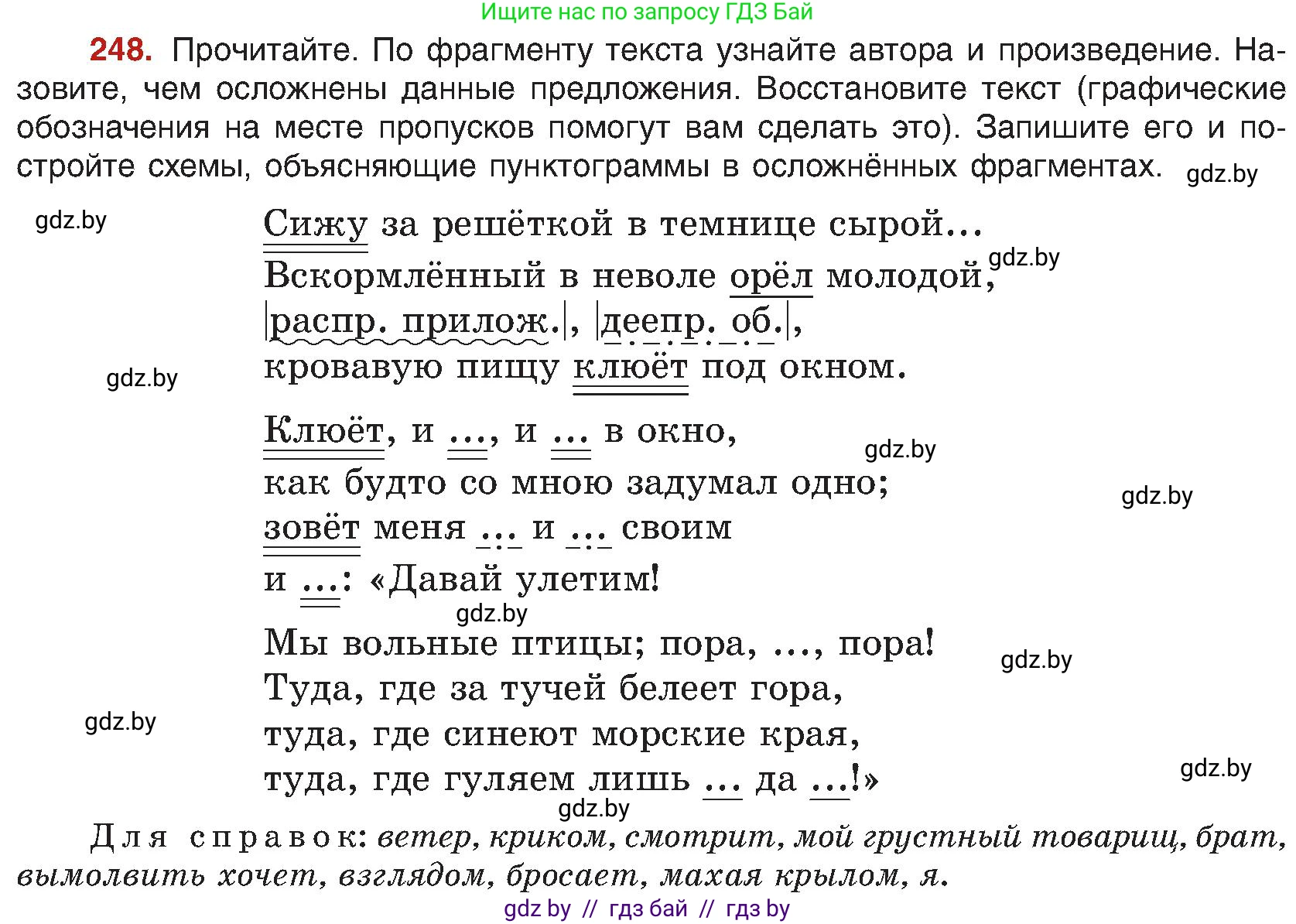 Русский язык, 8 класс Учебник, авторы: Мурина Лариса Александровна, Долбик Елена Евгеньевна, Леонович Валентина Леонидовна, Жадейко Жанна Фёдоровна, издательство Академия образования, Минск, 2024, страница 133, номер 248, Условие