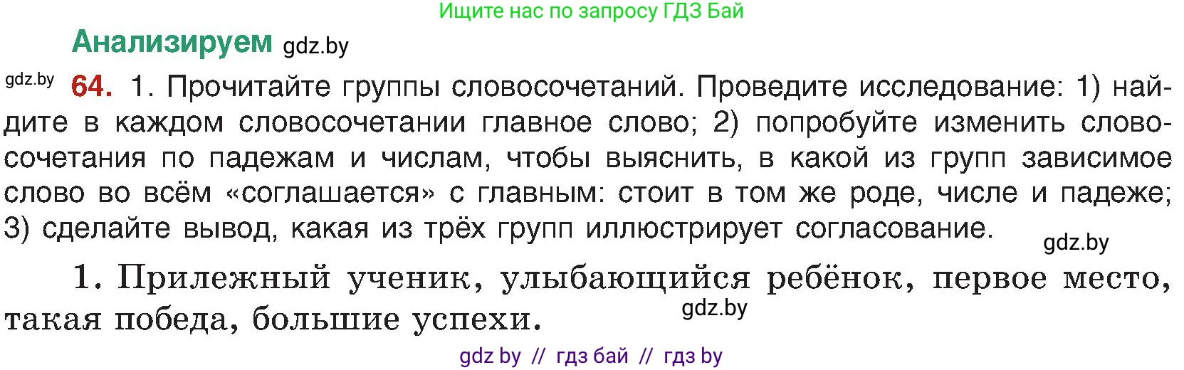 Русский язык, 8 класс Учебник, авторы: Мурина Лариса Александровна, Долбик Елена Евгеньевна, Леонович Валентина Леонидовна, Жадейко Жанна Фёдоровна, издательство Академия образования, Минск, 2024, страница 45, номер 64, Условие