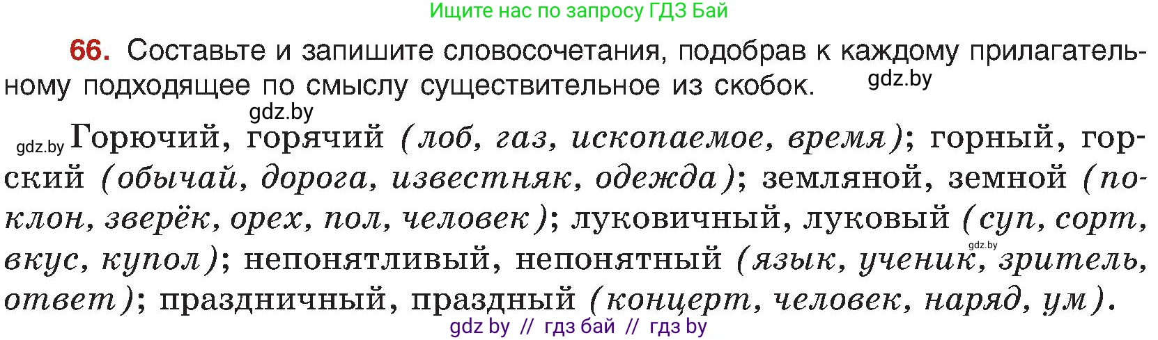 Русский язык, 8 класс Учебник, авторы: Мурина Лариса Александровна, Долбик Елена Евгеньевна, Леонович Валентина Леонидовна, Жадейко Жанна Фёдоровна, издательство Академия образования, Минск, 2024, страница 47, номер 66, Условие