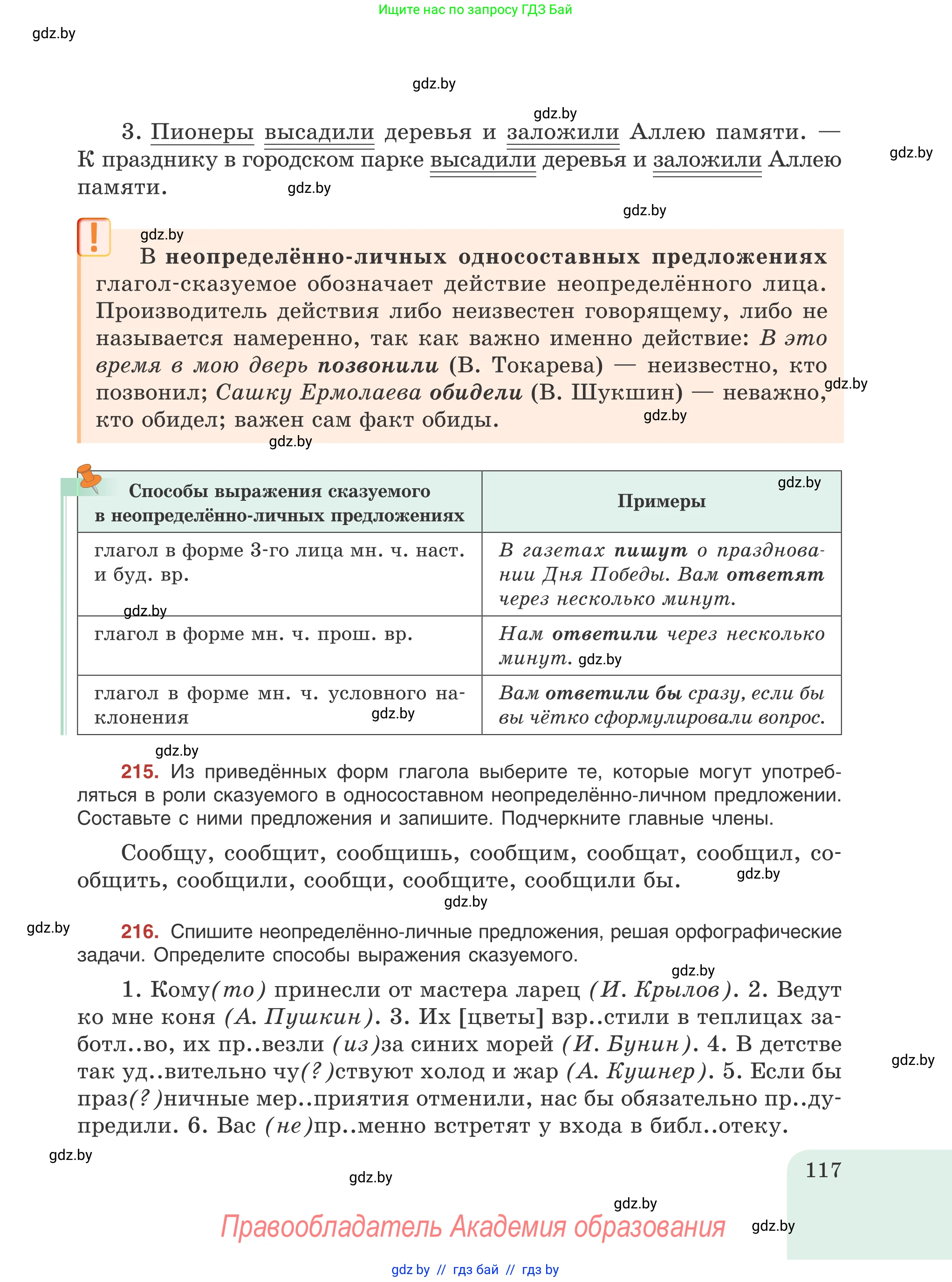 Русский язык, 8 класс Учебник, авторы: Мурина Лариса Александровна, Долбик Елена Евгеньевна, Леонович Валентина Леонидовна, Жадейко Жанна Фёдоровна, издательство Академия образования, Минск, 2024, страница 117