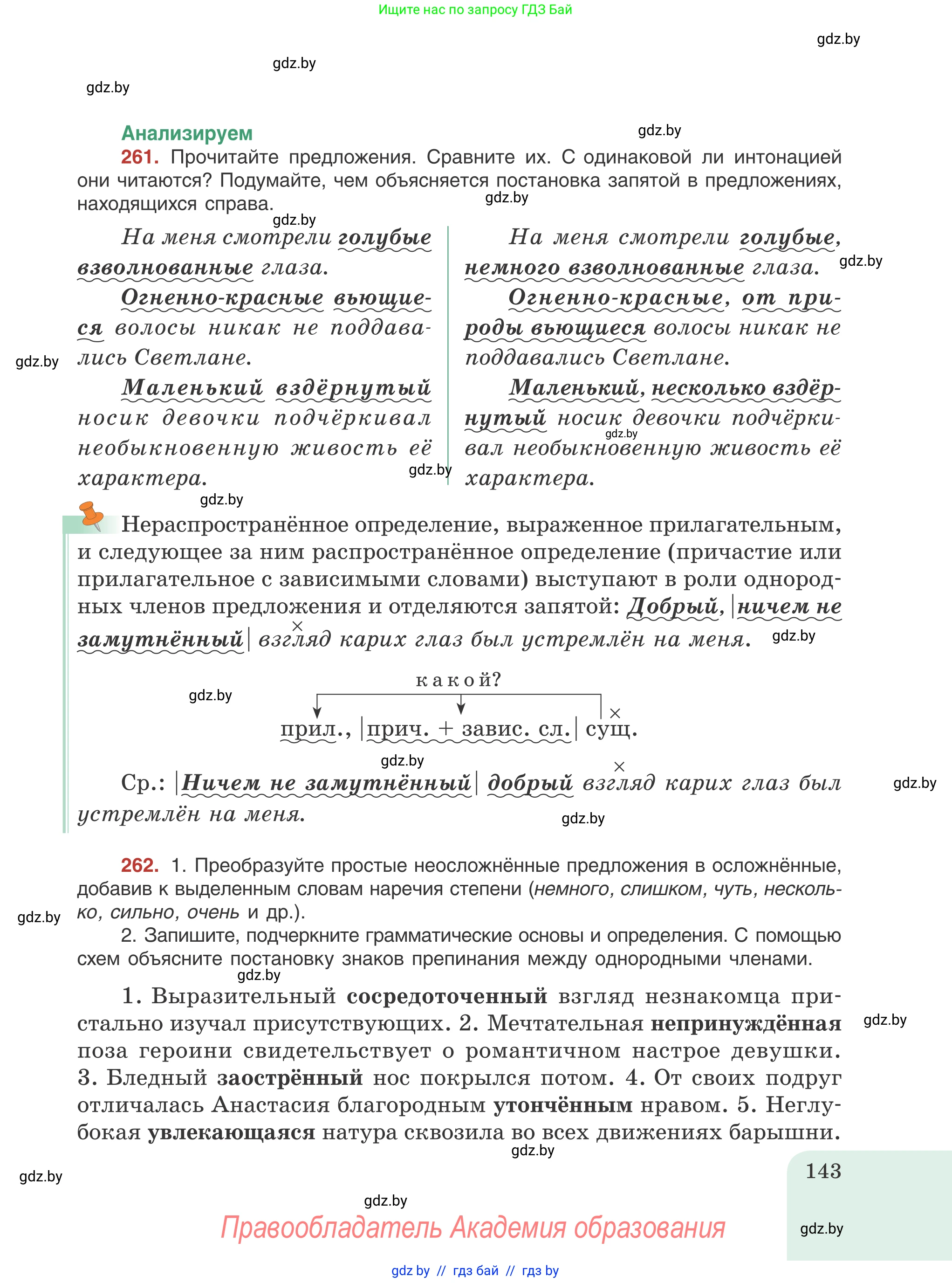 Русский язык, 8 класс Учебник, авторы: Мурина Лариса Александровна, Долбик Елена Евгеньевна, Леонович Валентина Леонидовна, Жадейко Жанна Фёдоровна, издательство Академия образования, Минск, 2024, страница 143
