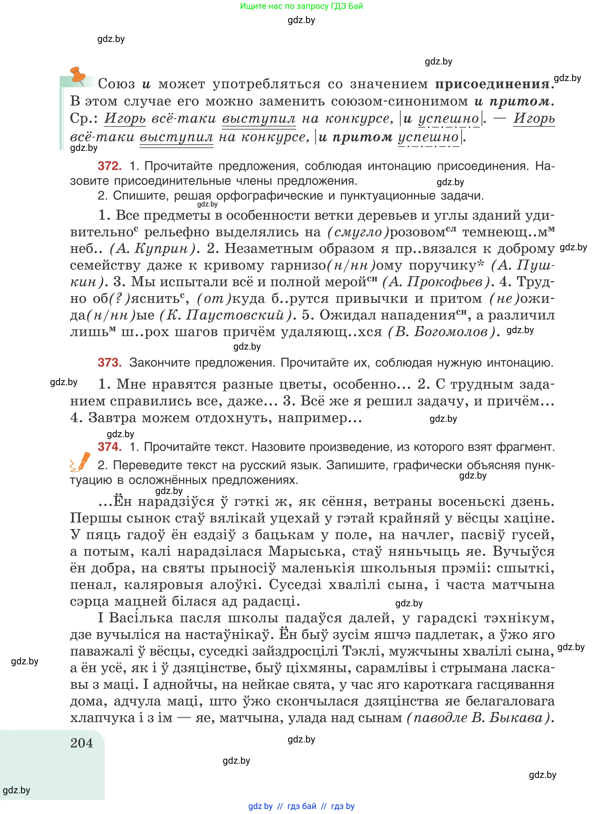 Русский язык, 8 класс Учебник, авторы: Мурина Лариса Александровна, Долбик Елена Евгеньевна, Леонович Валентина Леонидовна, Жадейко Жанна Фёдоровна, издательство Академия образования, Минск, 2024, страница 204