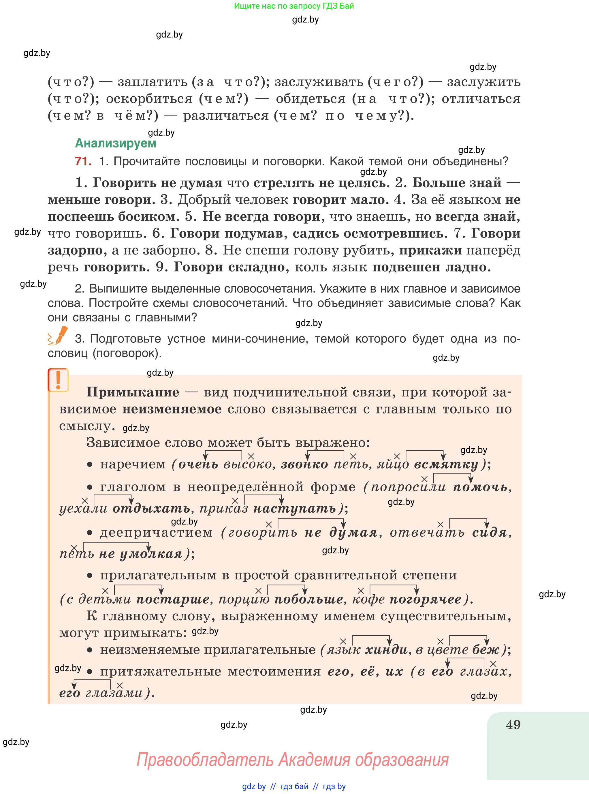 Русский язык, 8 класс Учебник, авторы: Мурина Лариса Александровна, Долбик Елена Евгеньевна, Леонович Валентина Леонидовна, Жадейко Жанна Фёдоровна, издательство Академия образования, Минск, 2024, страница 49