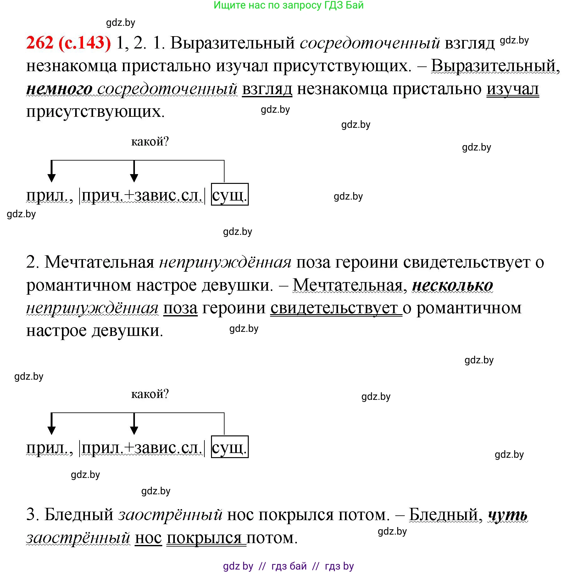 Русский язык, 8 класс Учебник, авторы: Мурина Лариса Александровна, Долбик Елена Евгеньевна, Леонович Валентина Леонидовна, Жадейко Жанна Фёдоровна, издательство Академия образования, Минск, 2024, страница 143, номер 262, Решение