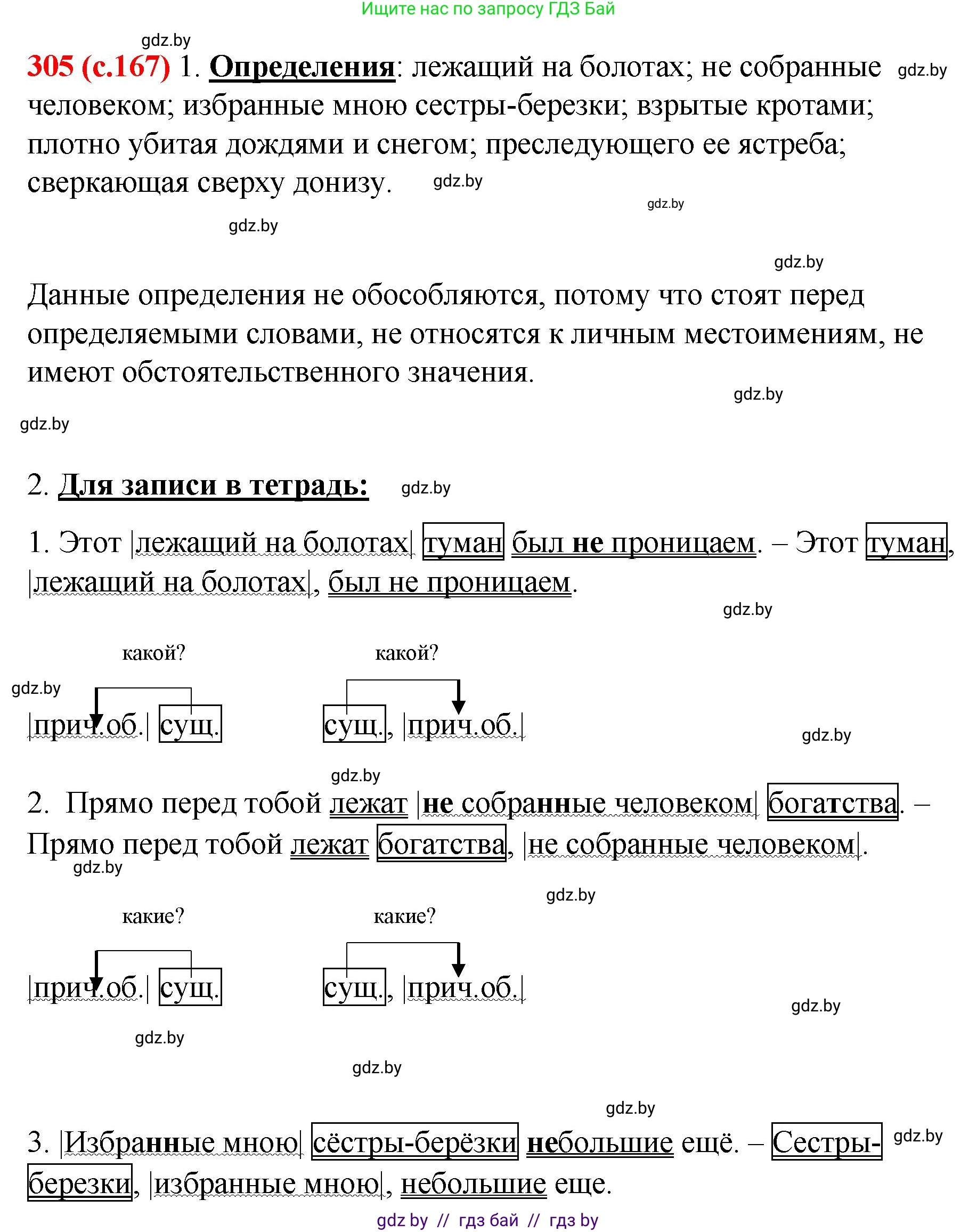 Русский язык, 8 класс Учебник, авторы: Мурина Лариса Александровна, Долбик Елена Евгеньевна, Леонович Валентина Леонидовна, Жадейко Жанна Фёдоровна, издательство Академия образования, Минск, 2024, страница 167, номер 305, Решение