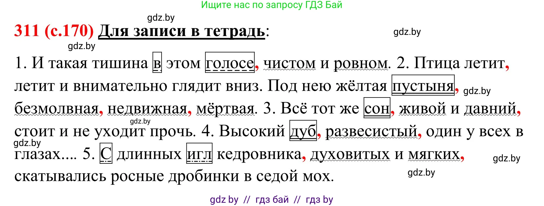 Русский язык, 8 класс Учебник, авторы: Мурина Лариса Александровна, Долбик Елена Евгеньевна, Леонович Валентина Леонидовна, Жадейко Жанна Фёдоровна, издательство Академия образования, Минск, 2024, страница 170, номер 311, Решение