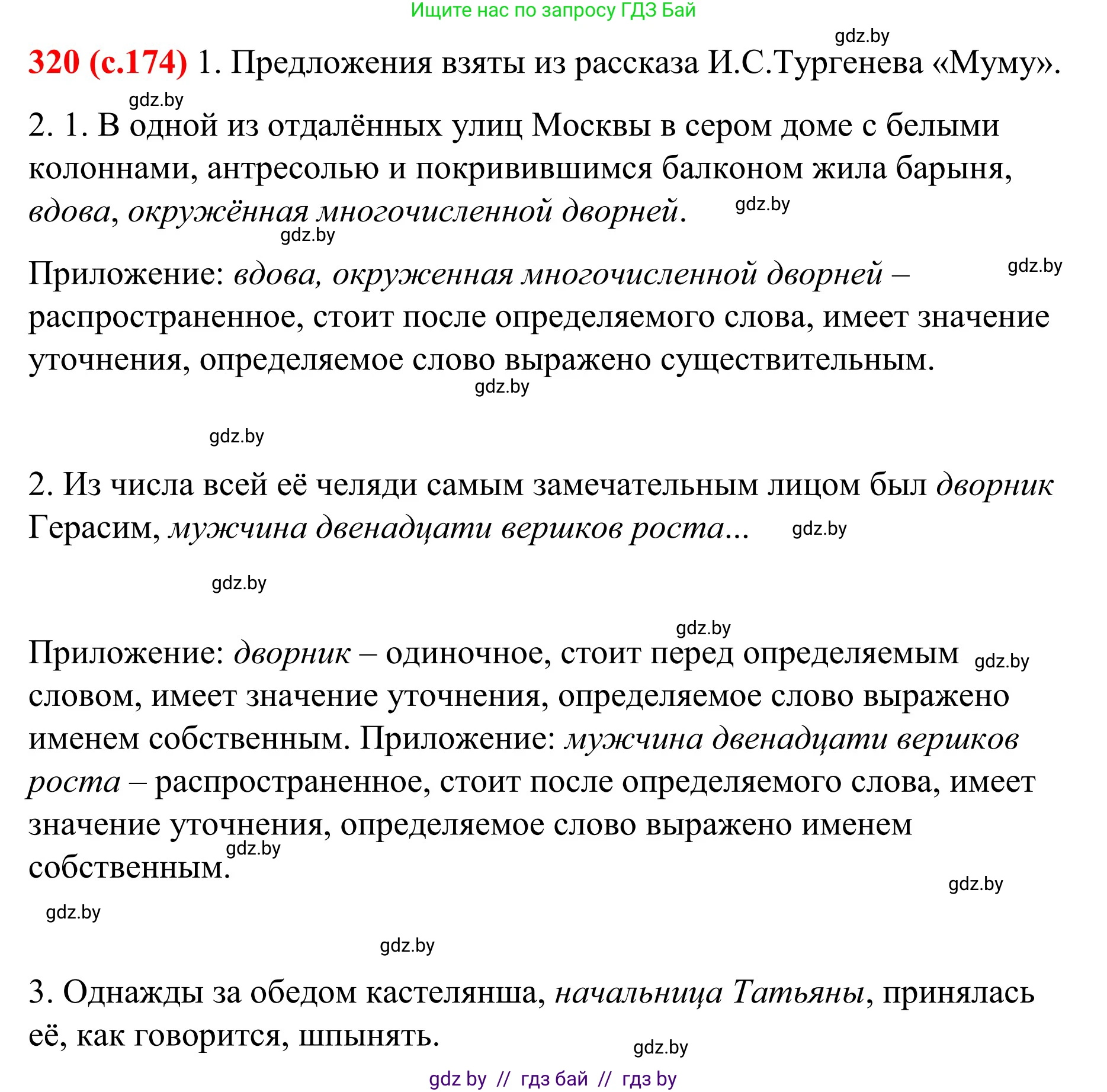 Русский язык, 8 класс Учебник, авторы: Мурина Лариса Александровна, Долбик Елена Евгеньевна, Леонович Валентина Леонидовна, Жадейко Жанна Фёдоровна, издательство Академия образования, Минск, 2024, страница 174, номер 320, Решение