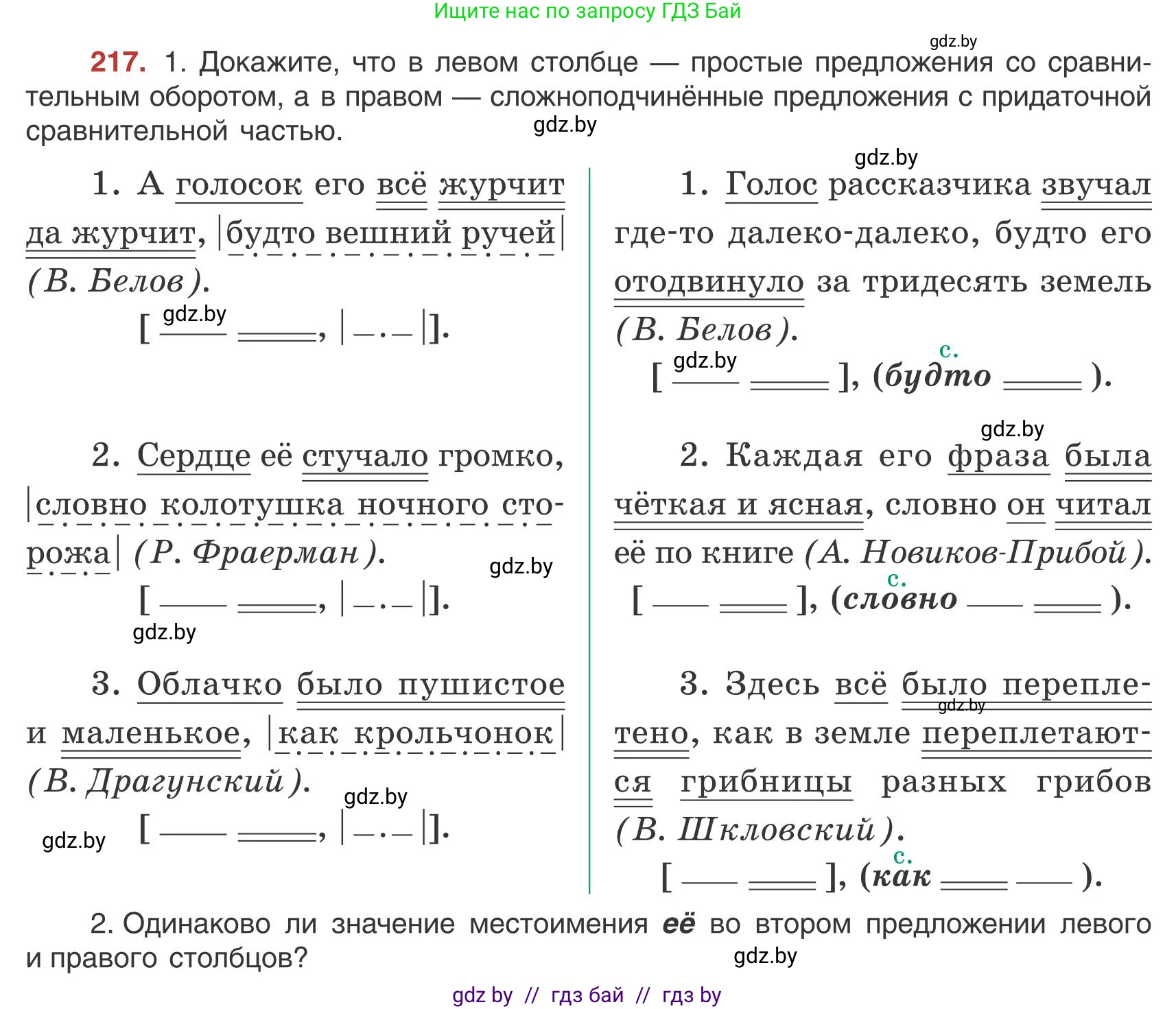 Русский язык, 9 класс Учебник, авторы: Мурина Лариса Александровна, Литвинко Франя Михайловна, Долбик Елена Евгеньевна, Пипченко Н М, Германович С Ф, Таяновская И В, издательство Академия образования, Минск, 2025, страница 121, номер 217, Условие 2025