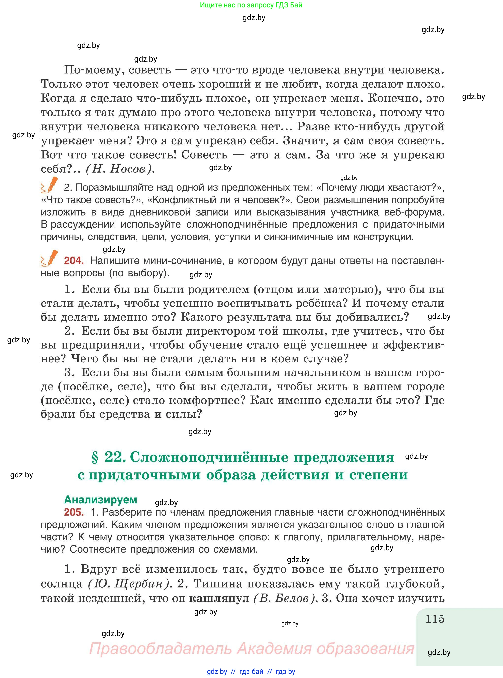 Русский язык, 9 класс Учебник, авторы: Мурина Лариса Александровна, Литвинко Франя Михайловна, Долбик Елена Евгеньевна, Пипченко Н М, Германович С Ф, Таяновская И В, издательство Академия образования, Минск, 2025, страница 115
