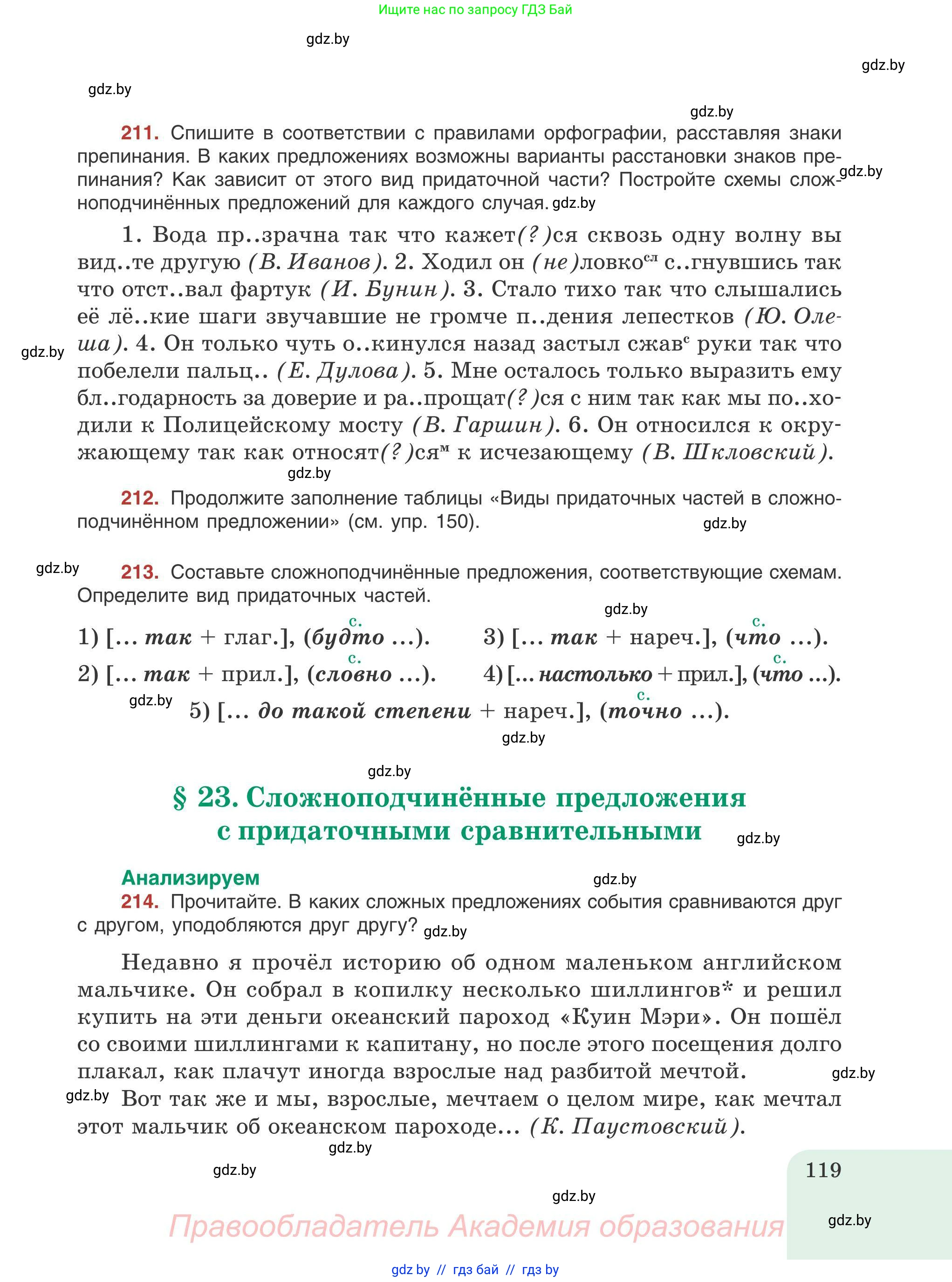 Русский язык, 9 класс Учебник, авторы: Мурина Лариса Александровна, Литвинко Франя Михайловна, Долбик Елена Евгеньевна, Пипченко Н М, Германович С Ф, Таяновская И В, издательство Академия образования, Минск, 2025, страница 119