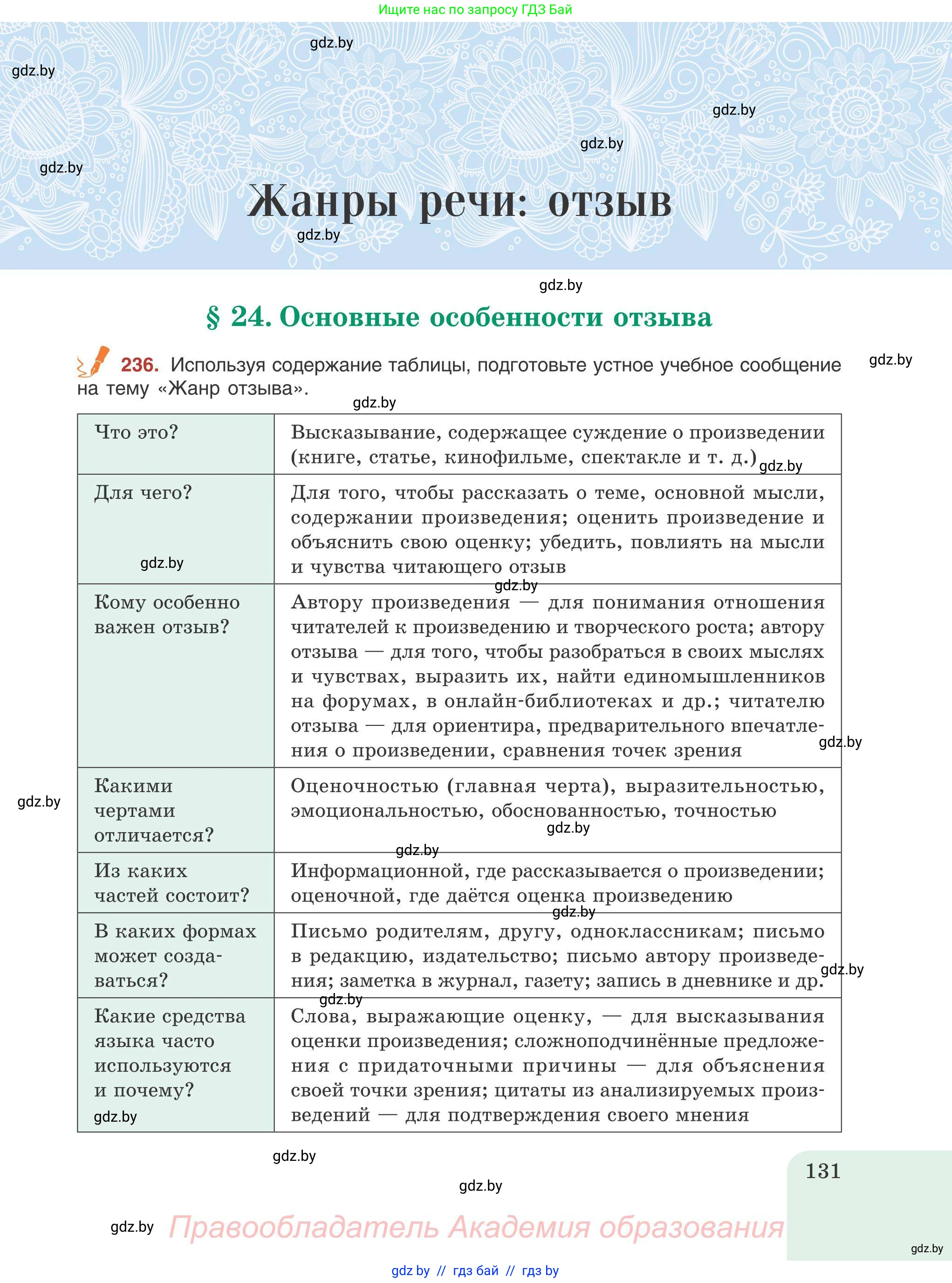 Русский язык, 9 класс Учебник, авторы: Мурина Лариса Александровна, Литвинко Франя Михайловна, Долбик Елена Евгеньевна, Пипченко Н М, Германович С Ф, Таяновская И В, издательство Академия образования, Минск, 2025, страница 131