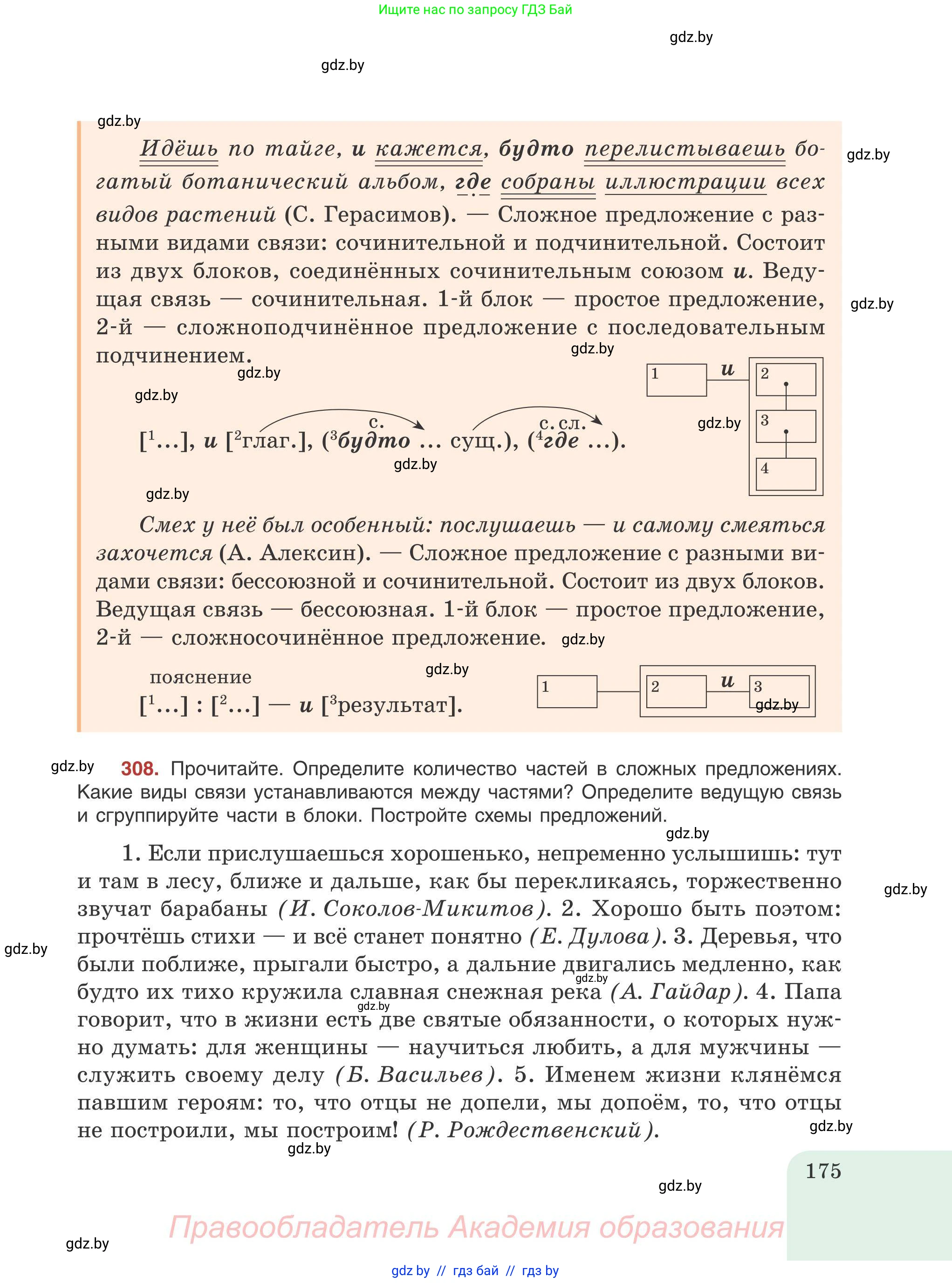 Русский язык, 9 класс Учебник, авторы: Мурина Лариса Александровна, Литвинко Франя Михайловна, Долбик Елена Евгеньевна, Пипченко Н М, Германович С Ф, Таяновская И В, издательство Академия образования, Минск, 2025, страница 175
