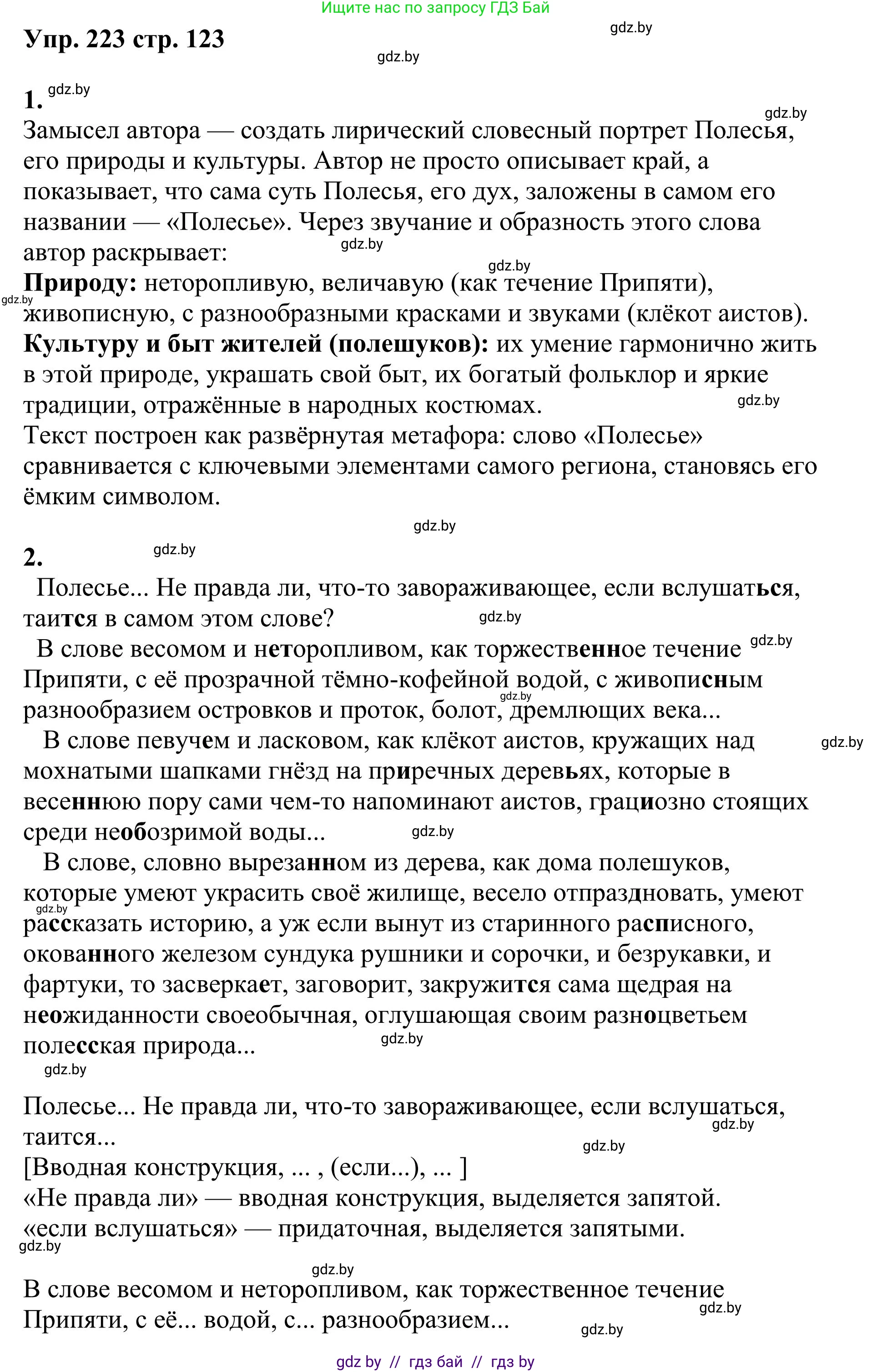 Русский язык, 9 класс Учебник, авторы: Мурина Лариса Александровна, Литвинко Франя Михайловна, Долбик Елена Евгеньевна, Пипченко Н М, Германович С Ф, Таяновская И В, издательство Академия образования, Минск, 2025, страница 123, номер 223, Решение 2025