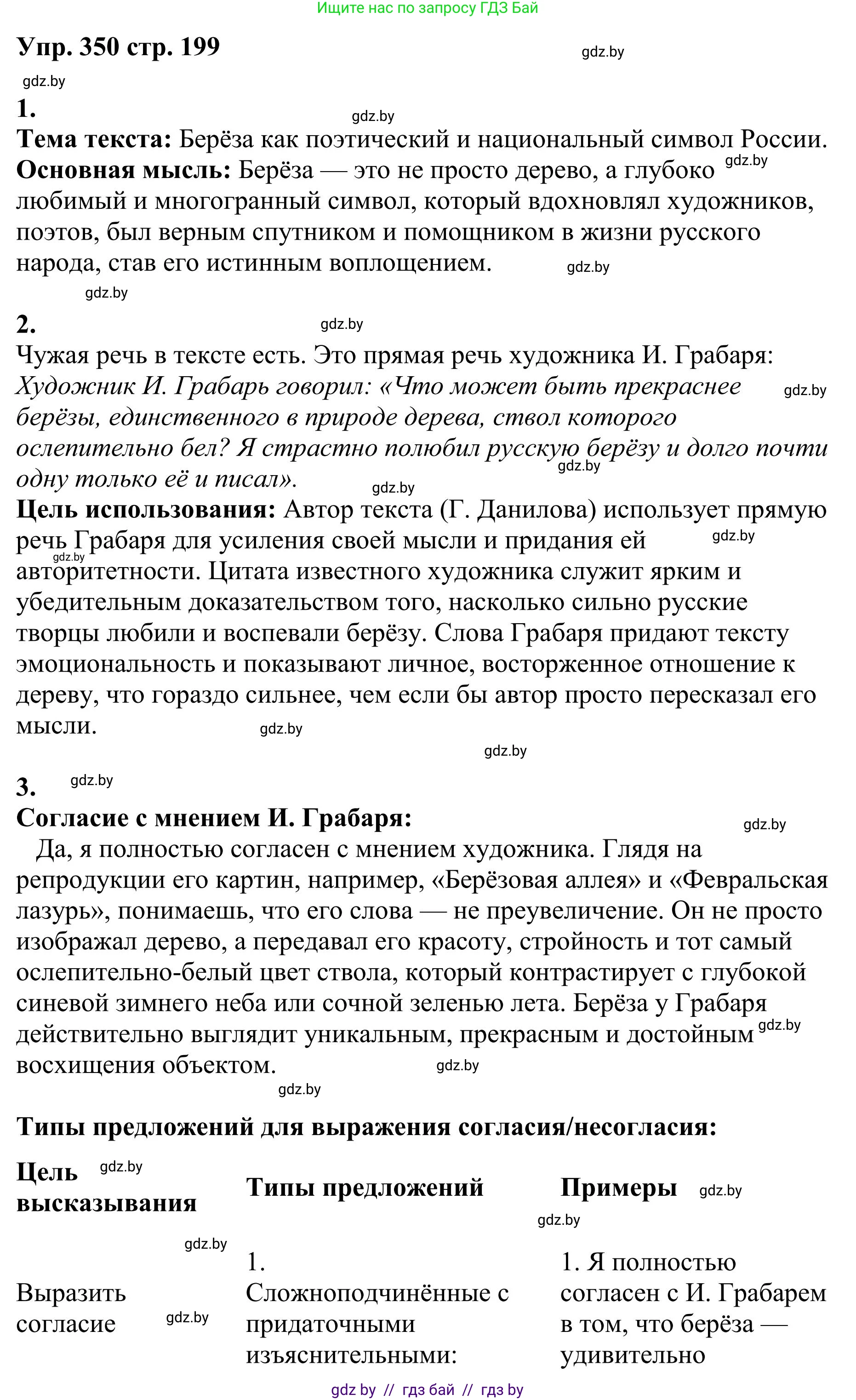 Русский язык, 9 класс Учебник, авторы: Мурина Лариса Александровна, Литвинко Франя Михайловна, Долбик Елена Евгеньевна, Пипченко Н М, Германович С Ф, Таяновская И В, издательство Академия образования, Минск, 2025, страница 199, номер 350, Решение 2025