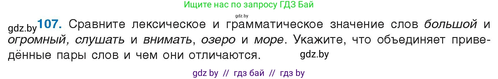 Русский язык, 10 класс Учебник, авторы: Леонович Валентина Леонидовна, Саникович Валентина Александровна, Литвинко Франя Михайловна, Волынец Татьяна Николаевна, Долбик Елена Евгеньевна, Малецкая М И, Мурина Лариса Александровна, Таяновская И В, издательство Национальный институт образования, Минск, 2020, страница 69, номер 107, Условие
