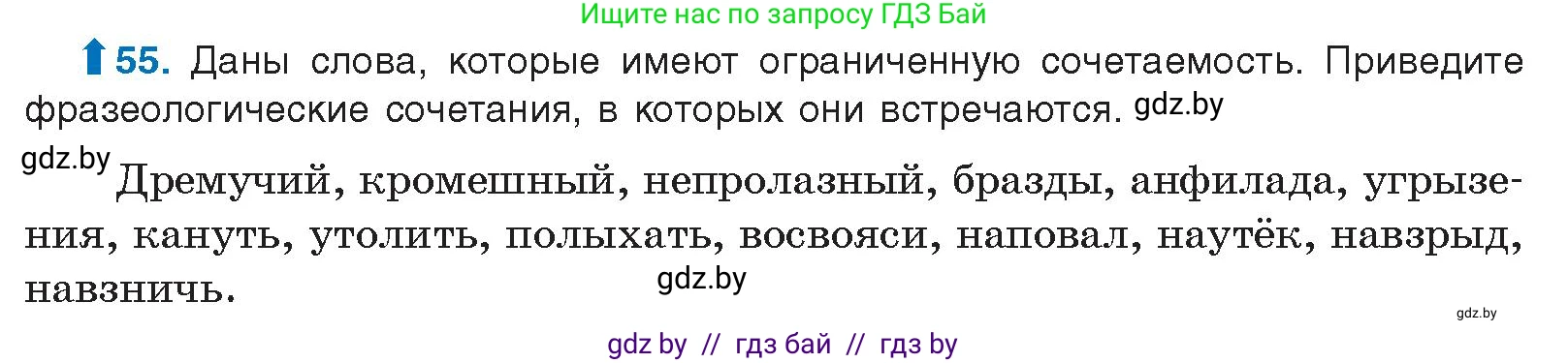 Русский язык, 10 класс Учебник, авторы: Леонович Валентина Леонидовна, Саникович Валентина Александровна, Литвинко Франя Михайловна, Волынец Татьяна Николаевна, Долбик Елена Евгеньевна, Малецкая М И, Мурина Лариса Александровна, Таяновская И В, издательство Национальный институт образования, Минск, 2020, страница 39, номер 55, Условие