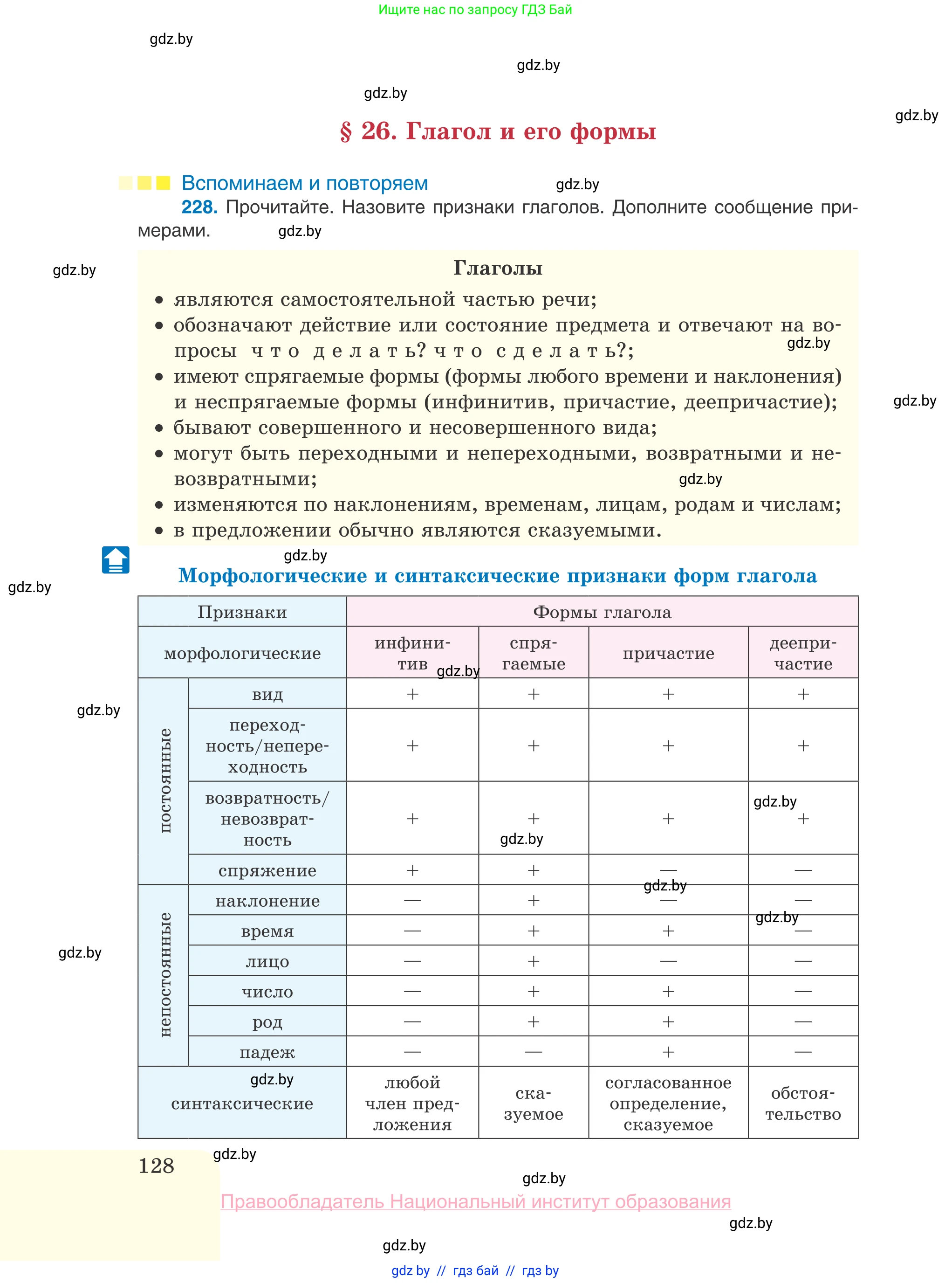 Русский язык, 10 класс Учебник, авторы: Леонович Валентина Леонидовна, Саникович Валентина Александровна, Литвинко Франя Михайловна, Волынец Татьяна Николаевна, Долбик Елена Евгеньевна, Малецкая М И, Мурина Лариса Александровна, Таяновская И В, издательство Национальный институт образования, Минск, 2020, страница 128