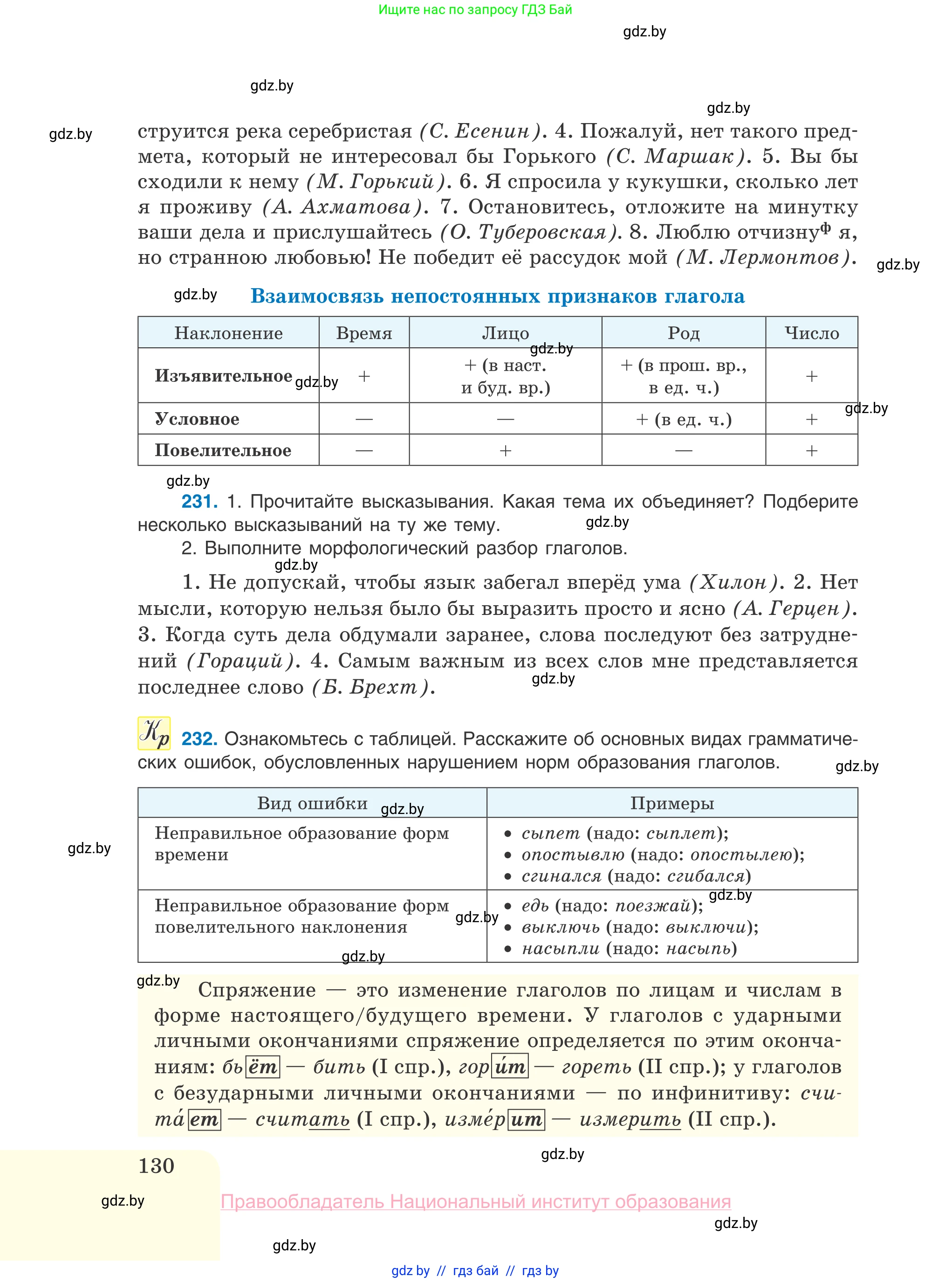 Русский язык, 10 класс Учебник, авторы: Леонович Валентина Леонидовна, Саникович Валентина Александровна, Литвинко Франя Михайловна, Волынец Татьяна Николаевна, Долбик Елена Евгеньевна, Малецкая М И, Мурина Лариса Александровна, Таяновская И В, издательство Национальный институт образования, Минск, 2020, страница 130