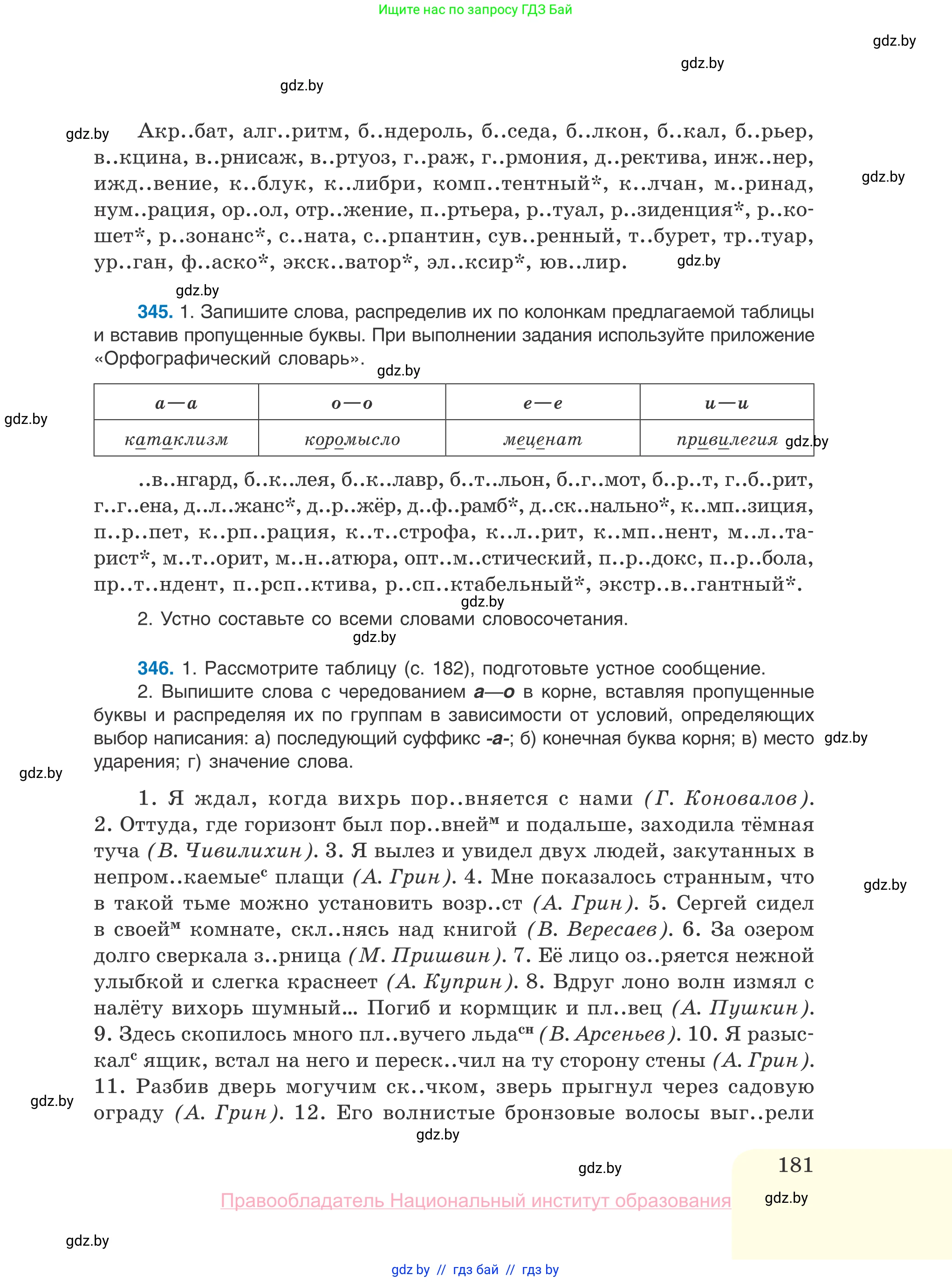 Русский язык, 10 класс Учебник, авторы: Леонович Валентина Леонидовна, Саникович Валентина Александровна, Литвинко Франя Михайловна, Волынец Татьяна Николаевна, Долбик Елена Евгеньевна, Малецкая М И, Мурина Лариса Александровна, Таяновская И В, издательство Национальный институт образования, Минск, 2020, страница 181