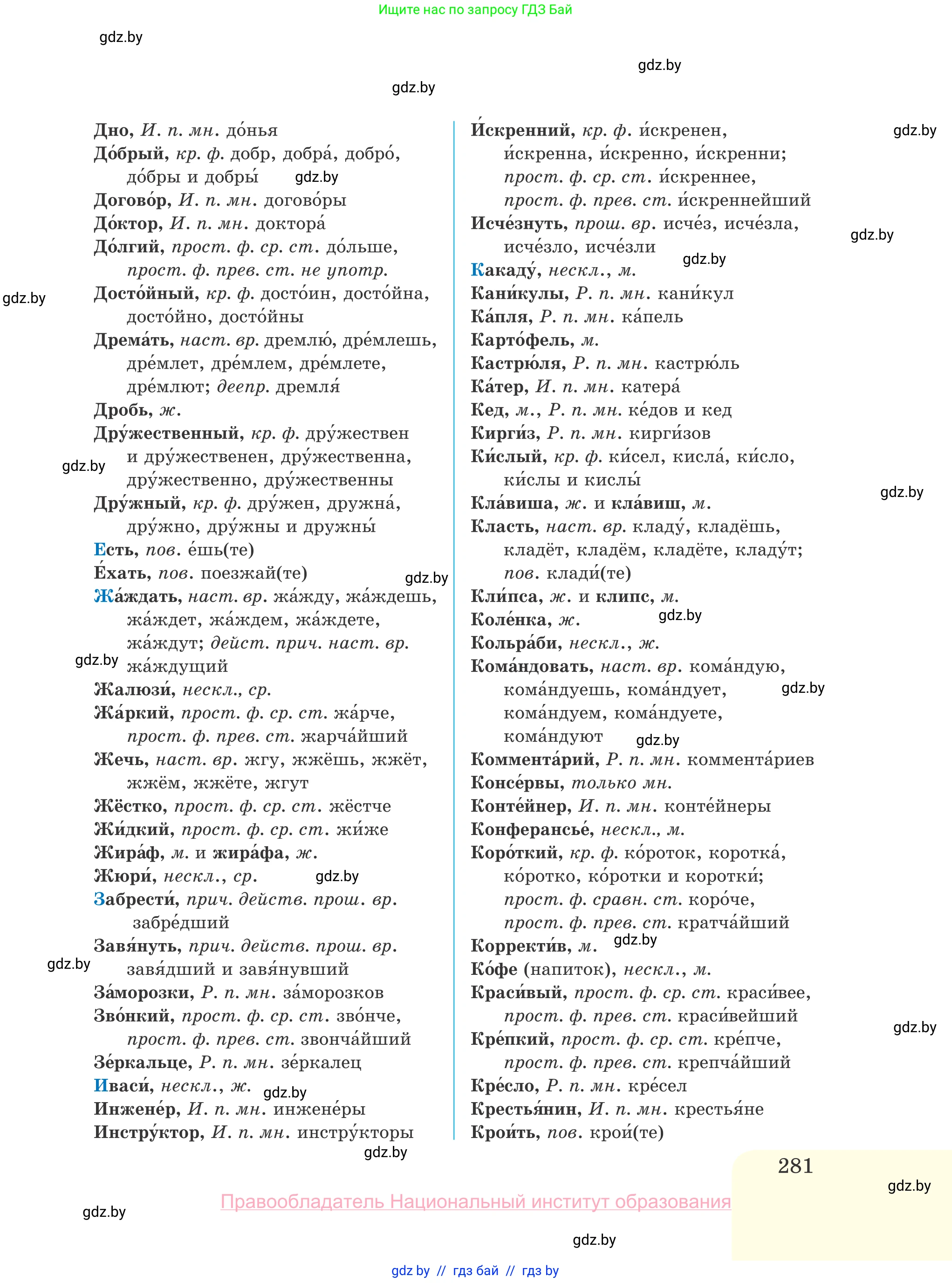 Русский язык, 10 класс Учебник, авторы: Леонович Валентина Леонидовна, Саникович Валентина Александровна, Литвинко Франя Михайловна, Волынец Татьяна Николаевна, Долбик Елена Евгеньевна, Малецкая М И, Мурина Лариса Александровна, Таяновская И В, издательство Национальный институт образования, Минск, 2020, страница 281