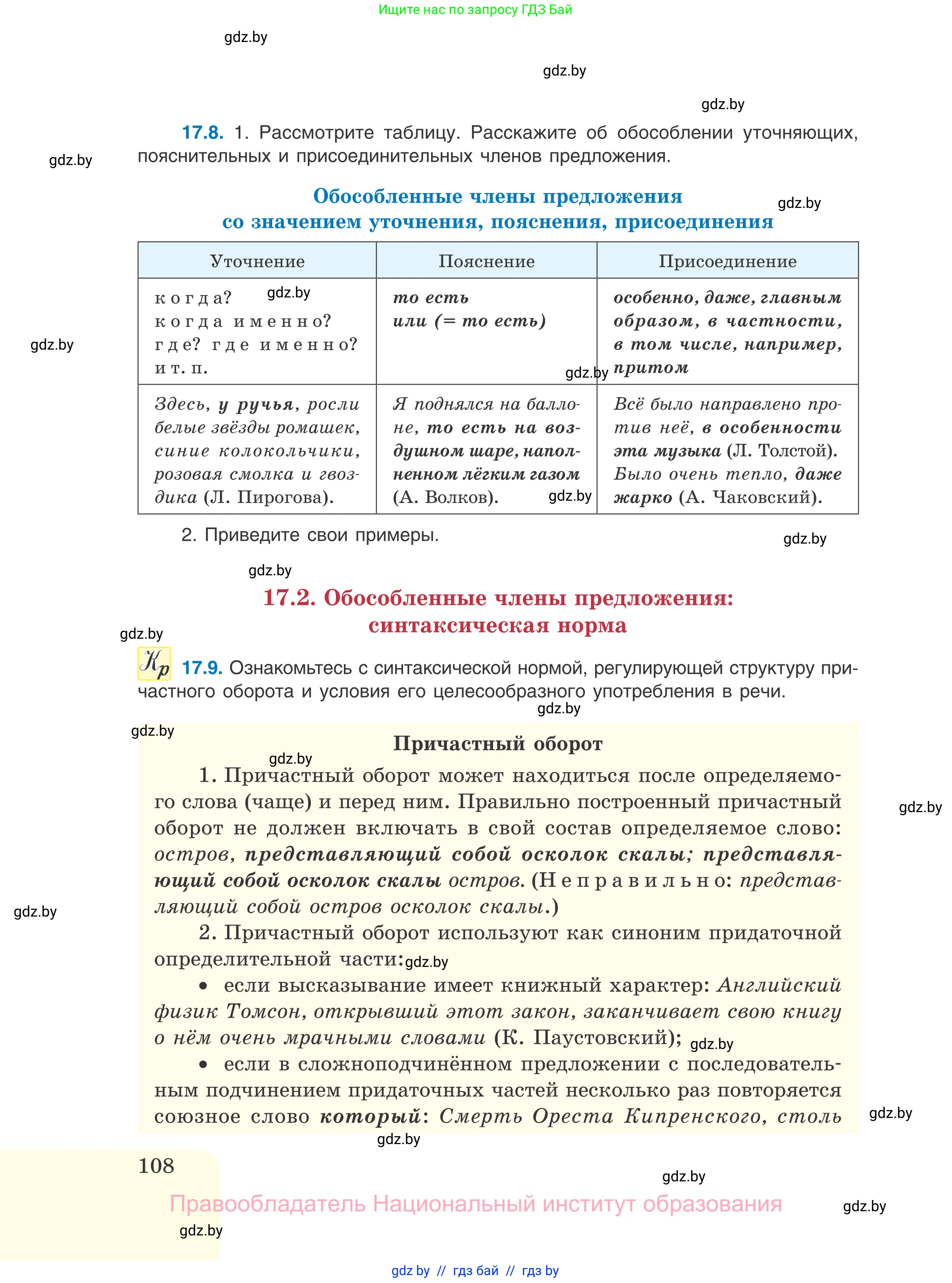 Русский язык, 11 класс Учебник, авторы: Долбик Елена Евгеньевна, Литвинко Франя Михайловна, Мурина Лариса Александровна, Шиманович Т В, Таяновская И В, Орловская О Я, издательство Национальный институт образования, Минск, 2021, страница 108