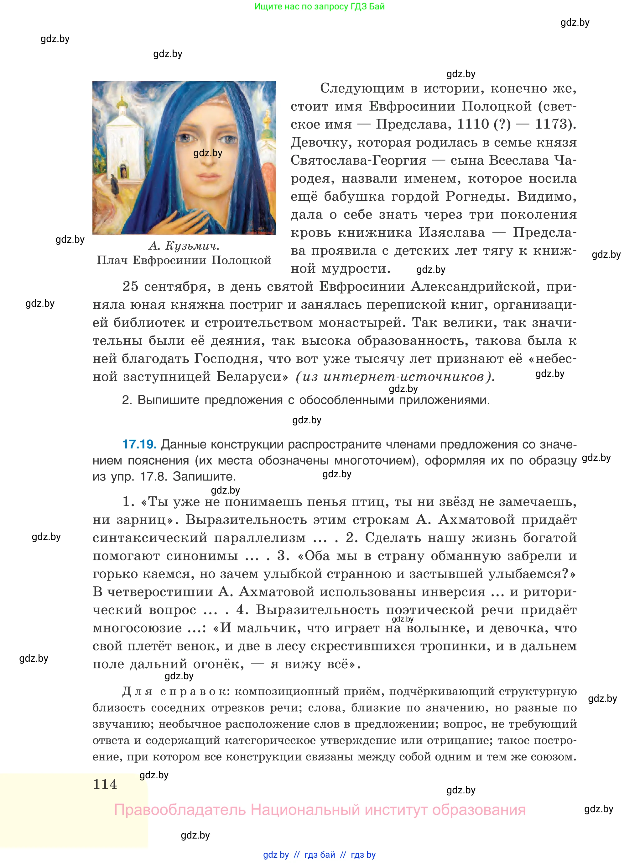 Русский язык, 11 класс Учебник, авторы: Долбик Елена Евгеньевна, Литвинко Франя Михайловна, Мурина Лариса Александровна, Шиманович Т В, Таяновская И В, Орловская О Я, издательство Национальный институт образования, Минск, 2021, страница 114