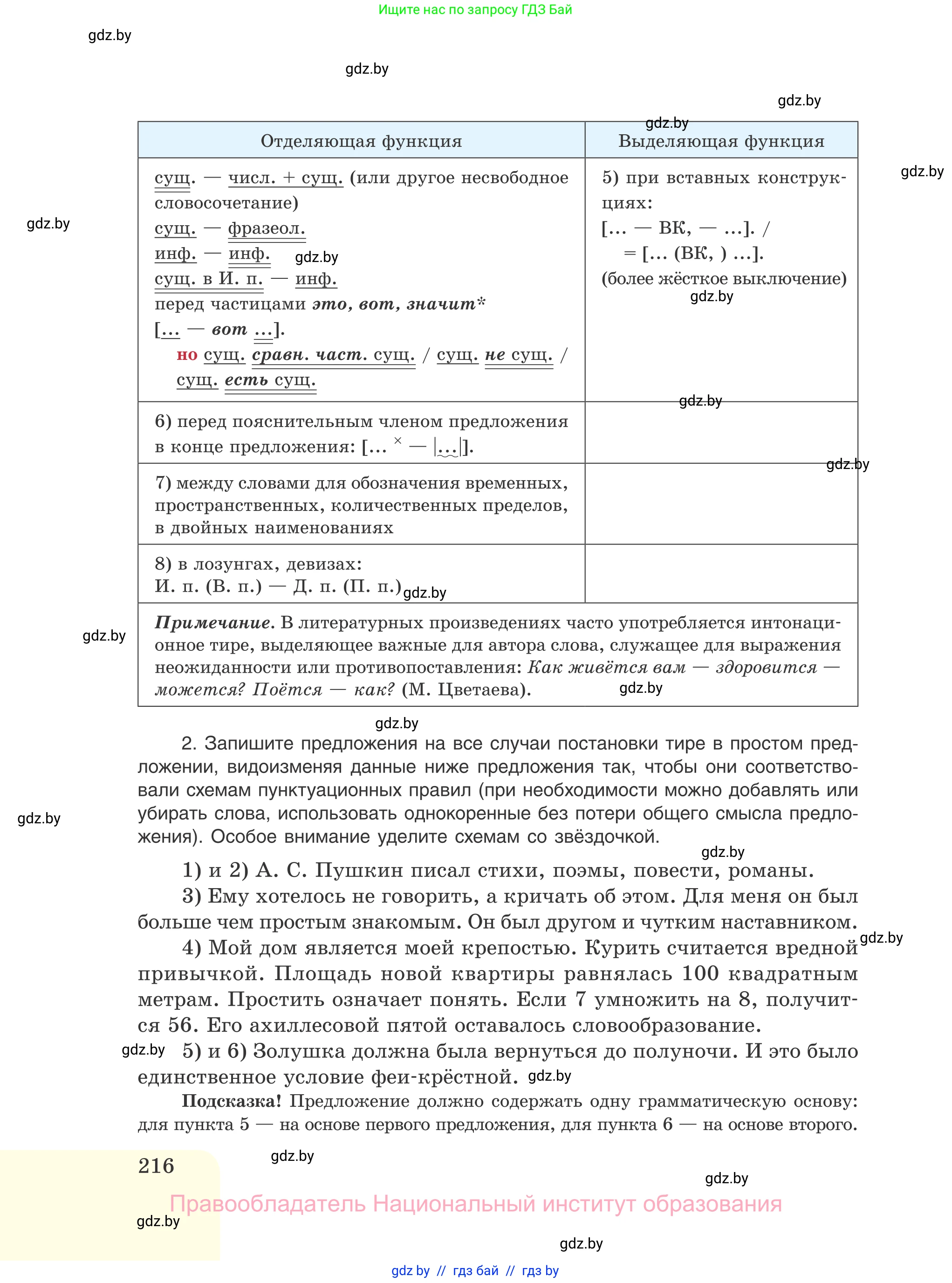 Русский язык, 11 класс Учебник, авторы: Долбик Елена Евгеньевна, Литвинко Франя Михайловна, Мурина Лариса Александровна, Шиманович Т В, Таяновская И В, Орловская О Я, издательство Национальный институт образования, Минск, 2021, страница 216