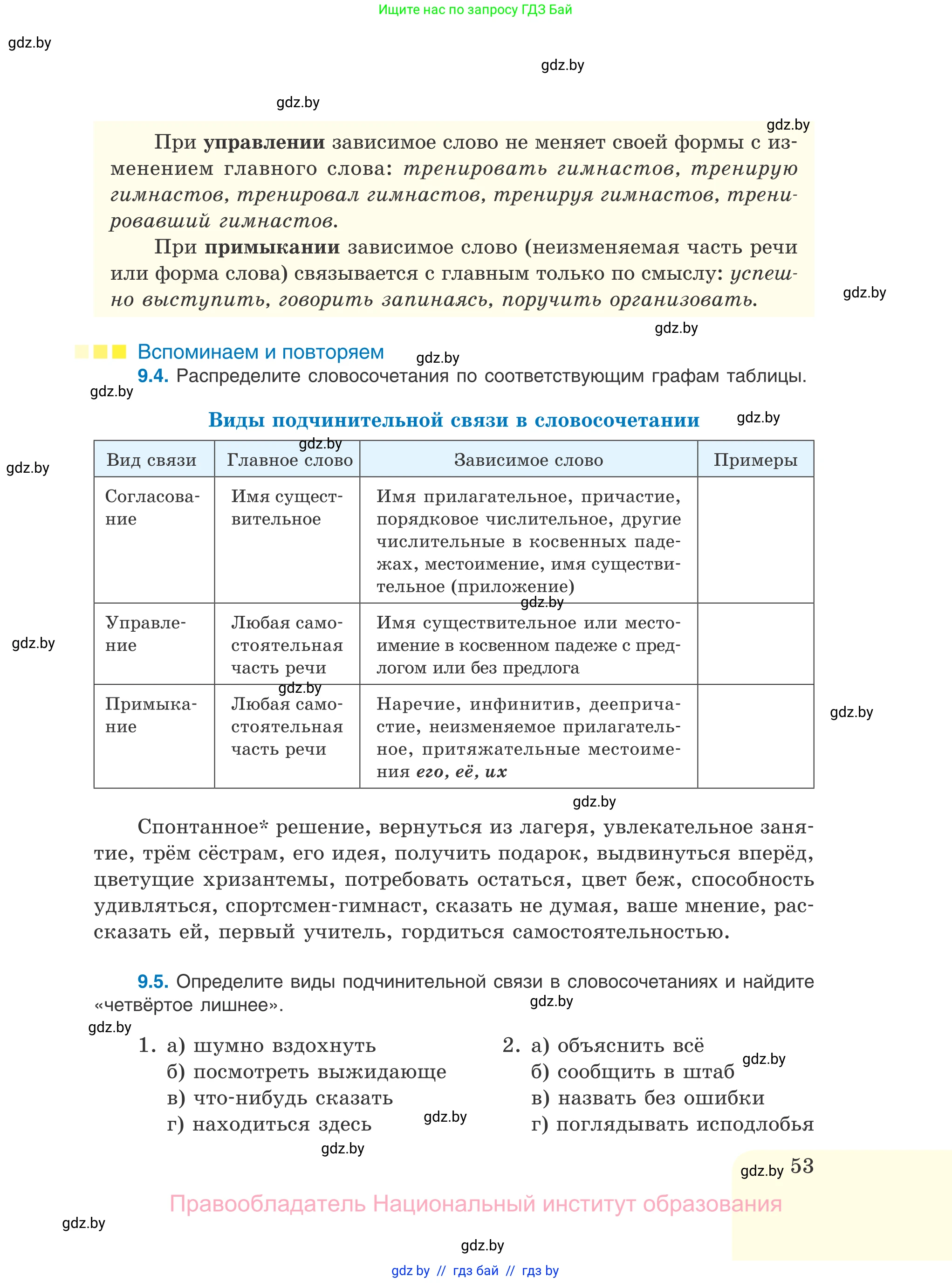 Русский язык, 11 класс Учебник, авторы: Долбик Елена Евгеньевна, Литвинко Франя Михайловна, Мурина Лариса Александровна, Шиманович Т В, Таяновская И В, Орловская О Я, издательство Национальный институт образования, Минск, 2021, страница 53