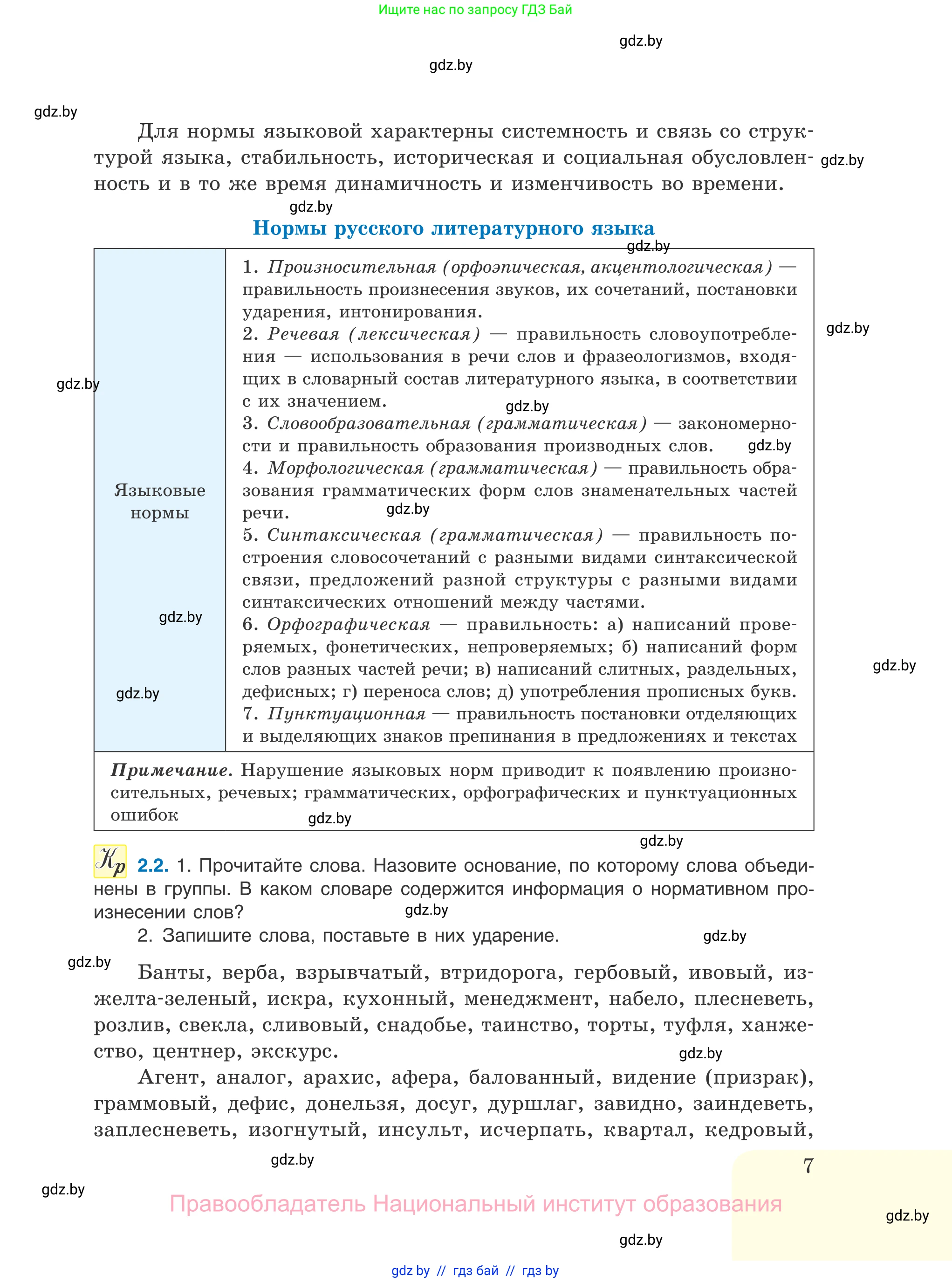 Русский язык, 11 класс Учебник, авторы: Долбик Елена Евгеньевна, Литвинко Франя Михайловна, Мурина Лариса Александровна, Шиманович Т В, Таяновская И В, Орловская О Я, издательство Национальный институт образования, Минск, 2021, страница 7