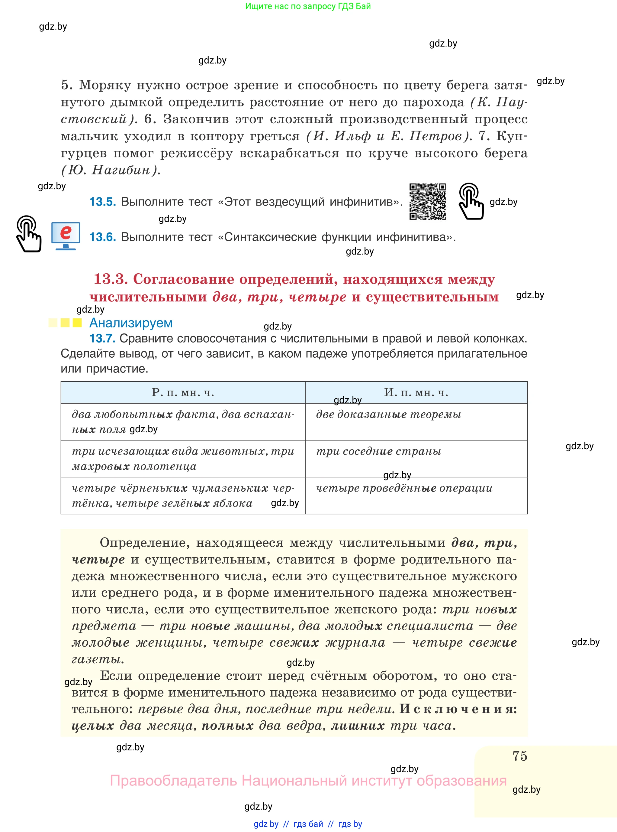 Русский язык, 11 класс Учебник, авторы: Долбик Елена Евгеньевна, Литвинко Франя Михайловна, Мурина Лариса Александровна, Шиманович Т В, Таяновская И В, Орловская О Я, издательство Национальный институт образования, Минск, 2021, страница 75