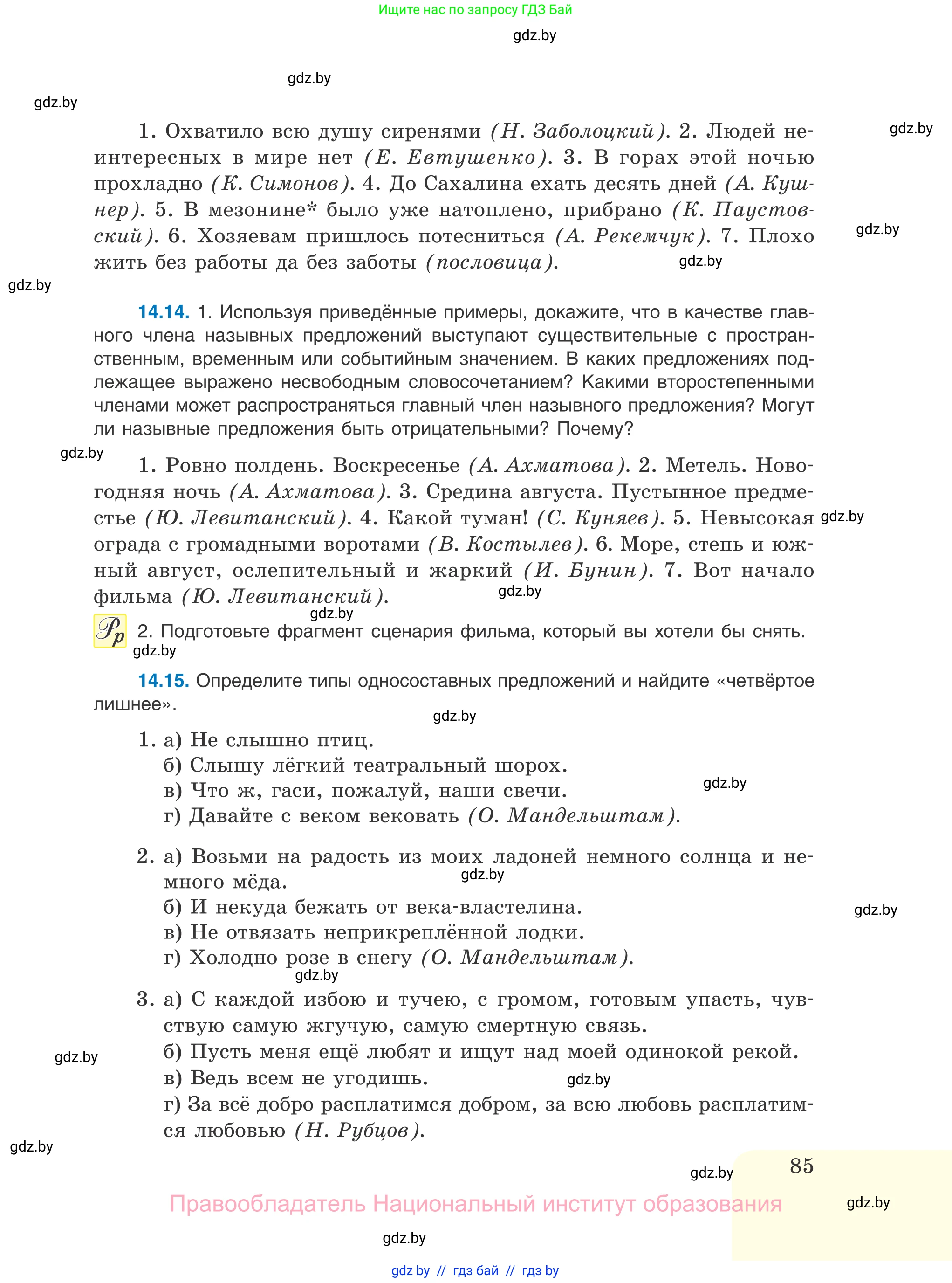 Русский язык, 11 класс Учебник, авторы: Долбик Елена Евгеньевна, Литвинко Франя Михайловна, Мурина Лариса Александровна, Шиманович Т В, Таяновская И В, Орловская О Я, издательство Национальный институт образования, Минск, 2021, страница 85