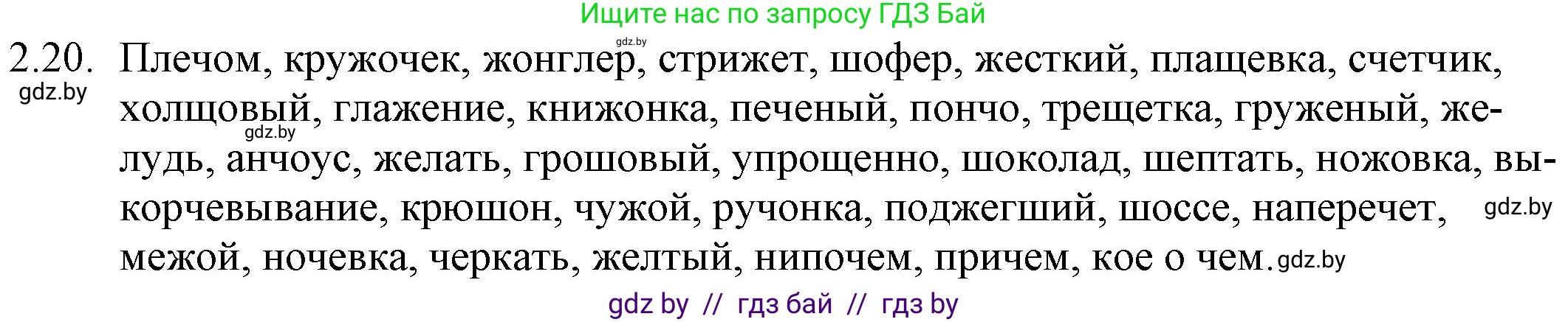 Русский язык, 11 класс Учебник, авторы: Долбик Елена Евгеньевна, Литвинко Франя Михайловна, Мурина Лариса Александровна, Шиманович Т В, Таяновская И В, Орловская О Я, издательство Национальный институт образования, Минск, 2021, страница 13, номер 2.20, Решение