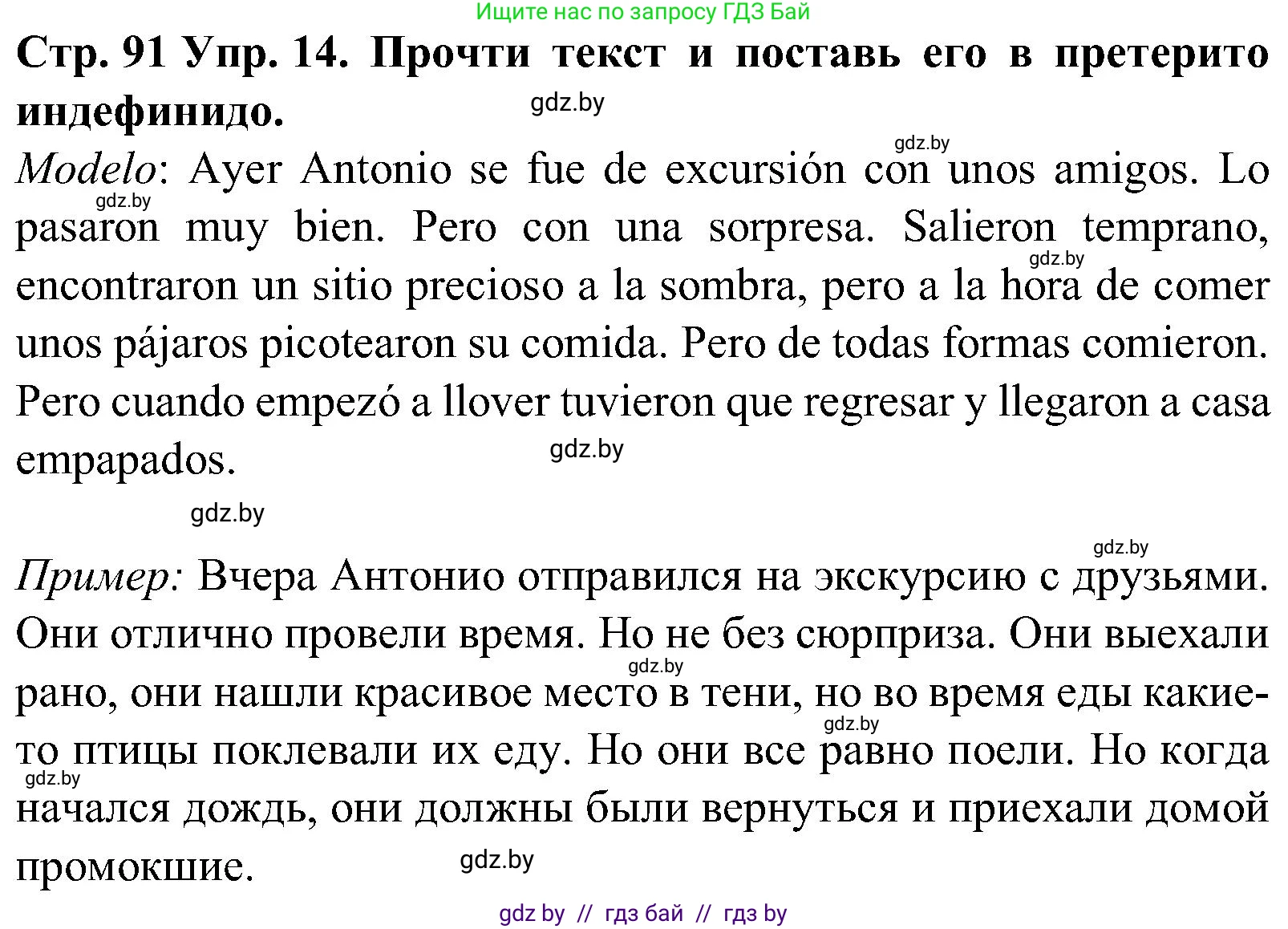 Испанский язык, 5 класс Учебник, автор: Гриневич Елена Карловна, издательство Вышэйшая школа, Минск, 2015, оранжевого цвета, Часть 1, страница 91, номер 14, Решение