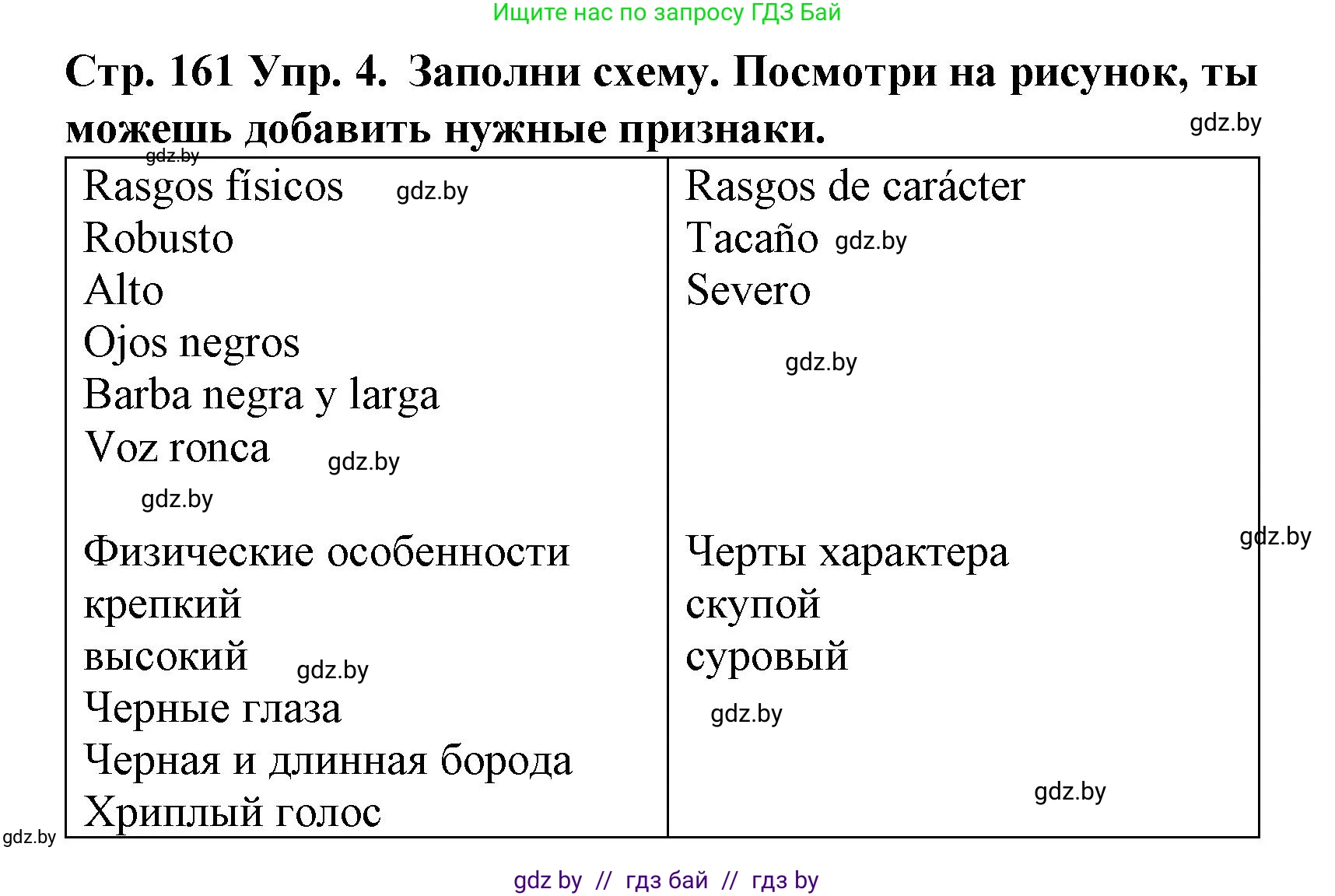 Испанский язык, 6 класс Учебник, автор: Гриневич Елена Карловна, издательство Вышэйшая школа, Минск, 2016, зелёного цвета, страница 161, номер 4, Решение