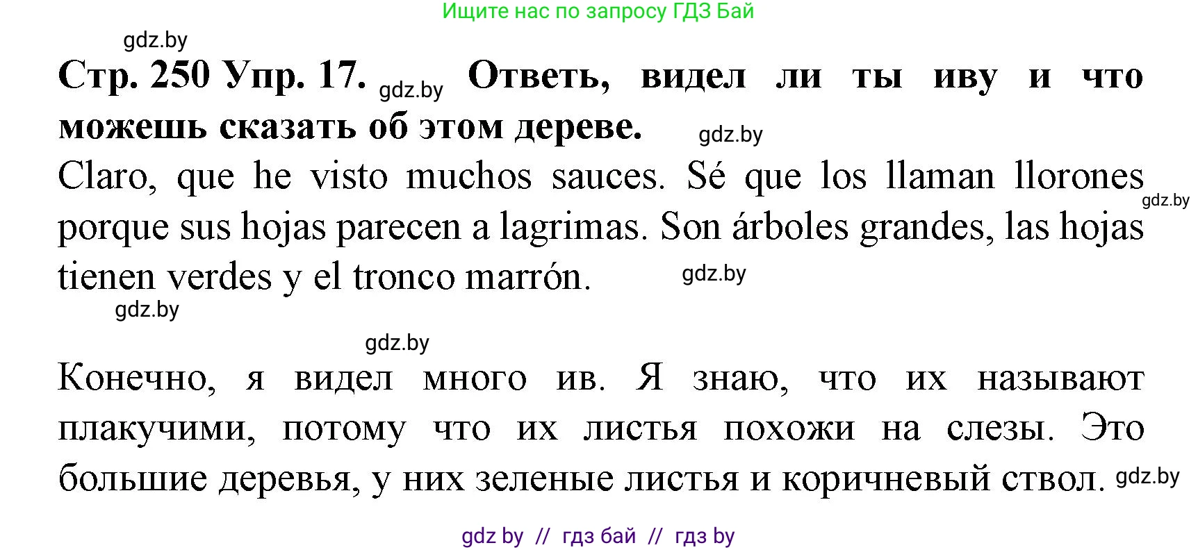 Испанский язык, 6 класс Учебник, автор: Гриневич Елена Карловна, издательство Вышэйшая школа, Минск, 2016, зелёного цвета, страница 250, номер 17, Решение