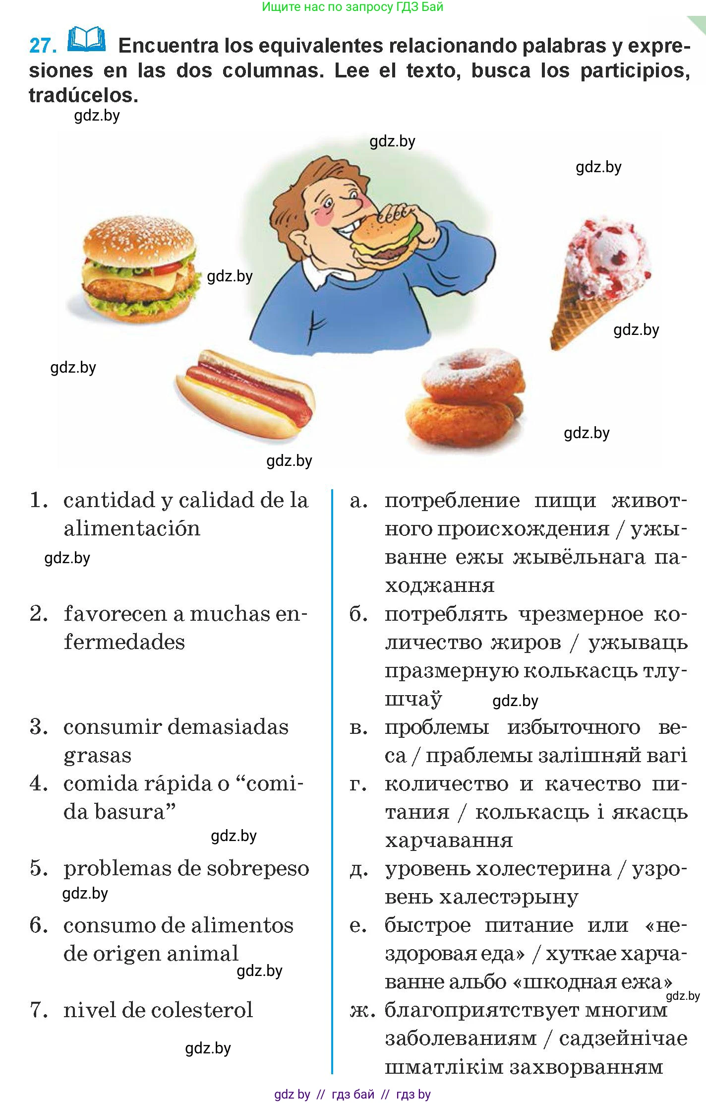 Испанский язык, 9 класс Учебник, авторы: Гриневич Елена Карловна, Янукенас Ольга Викторовна, издательство Вышэйшая школа, Минск, 2020, оранжевого цвета, страница 17, номер 27, Условие