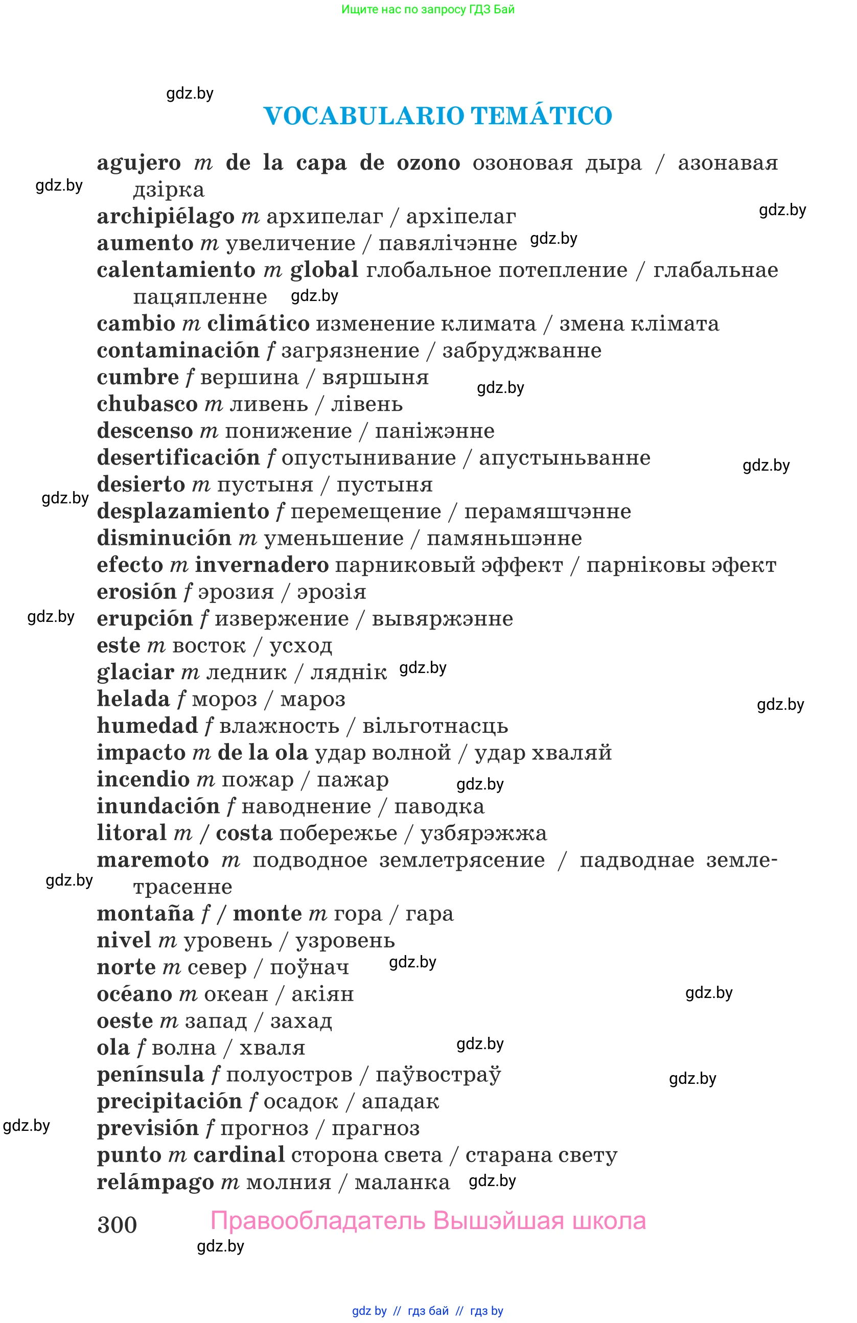 Испанский язык, 9 класс Учебник, авторы: Гриневич Елена Карловна, Янукенас Ольга Викторовна, издательство Вышэйшая школа, Минск, 2020, оранжевого цвета, страница 300
