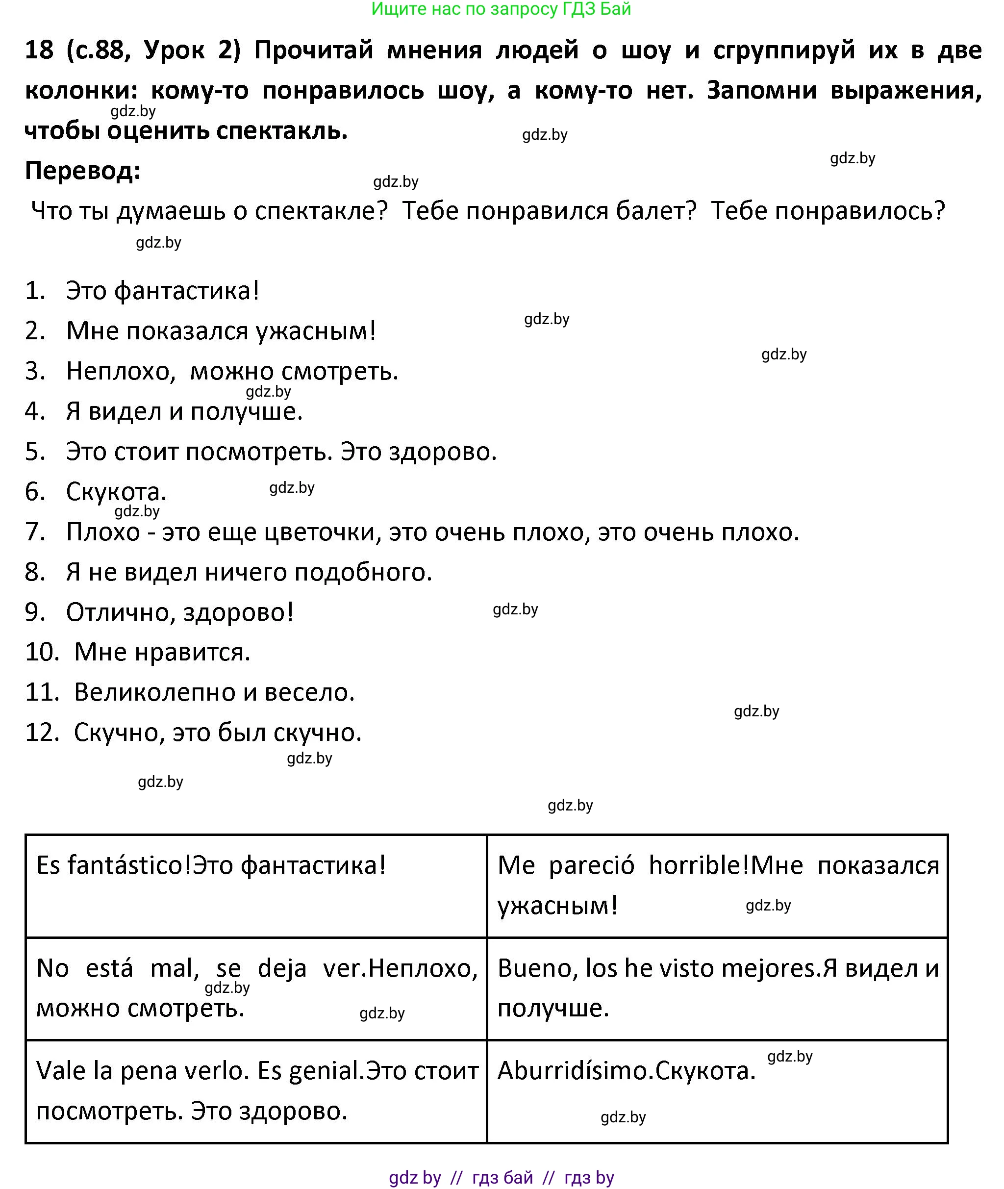 Испанский язык, 9 класс Учебник, авторы: Гриневич Елена Карловна, Янукенас Ольга Викторовна, издательство Вышэйшая школа, Минск, 2020, оранжевого цвета, страница 87, номер 18, Решение